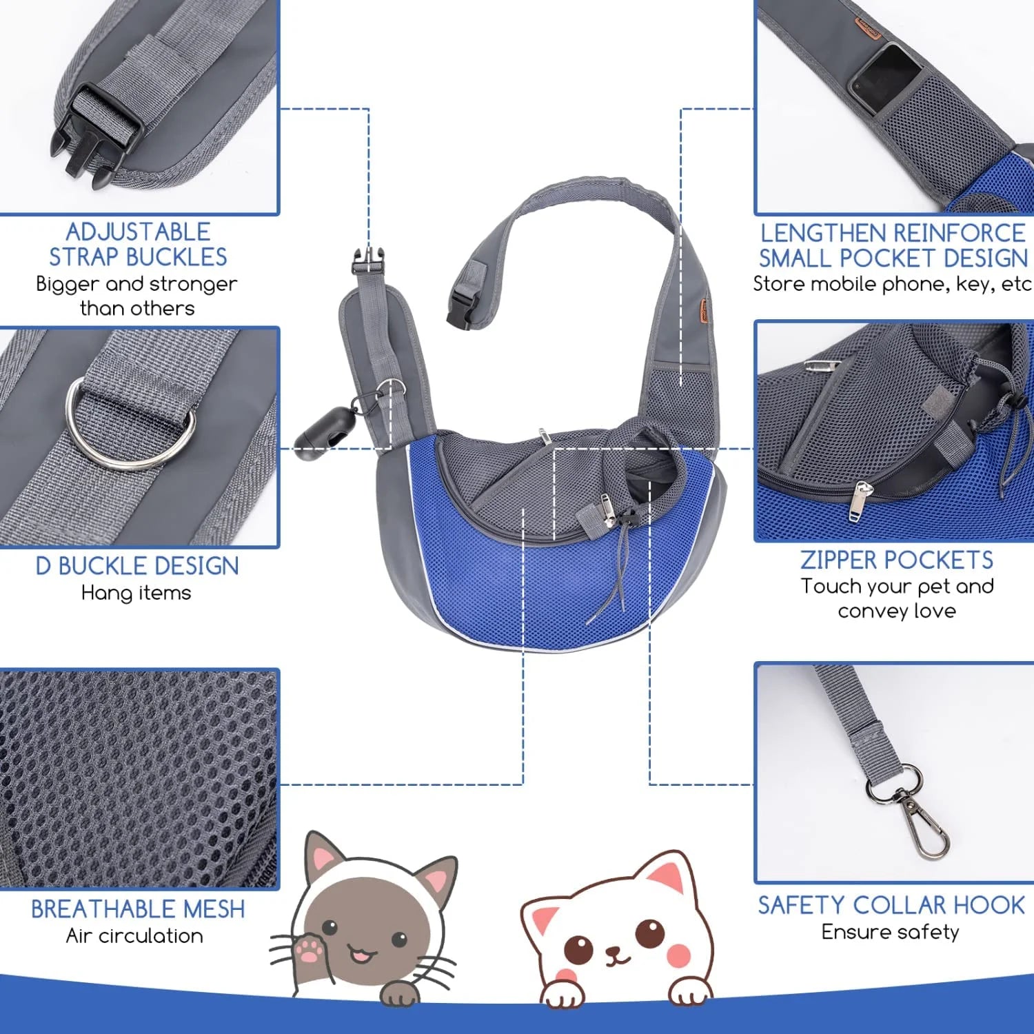 Compact Breathable Mesh Pet Carrier Shoulder Bag with Adjustable Strap in Gray