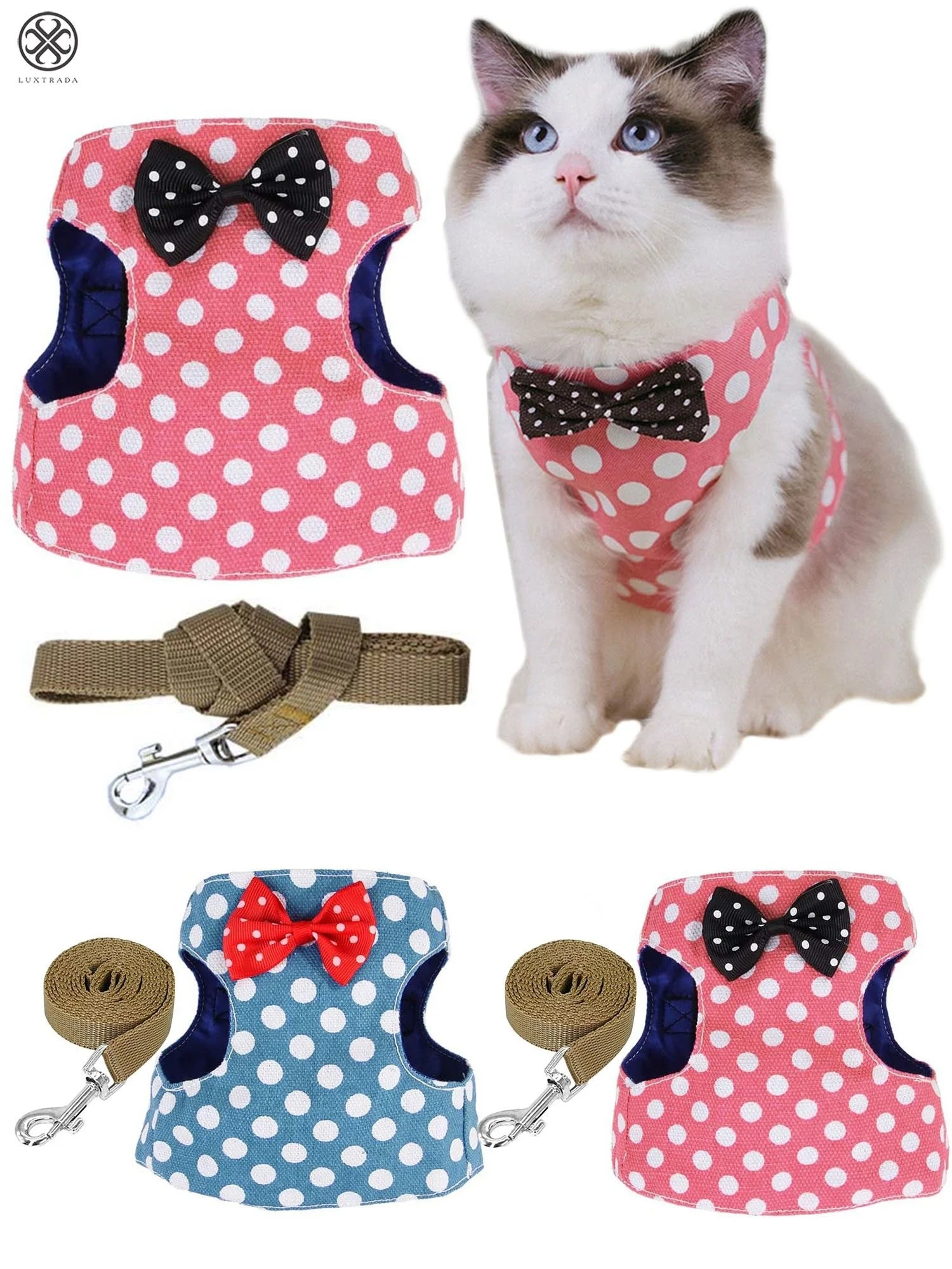 Adjustable Cat Harness and Leash Set - Escape Proof Soft Vest for Small to Medium Cats with 49-Inch Leash