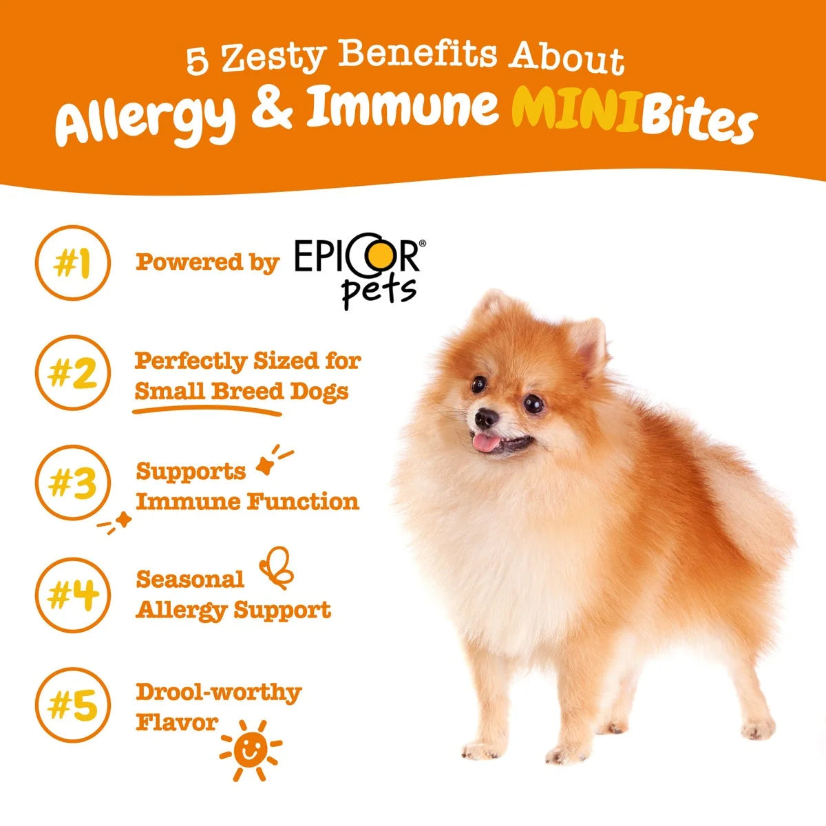 Allergy & Immune Mini Bites for Small Dogs, for Seasonal Allergies, Immune + Sensitive Skin & Gut Health, Lamb Flavor, 90Ct