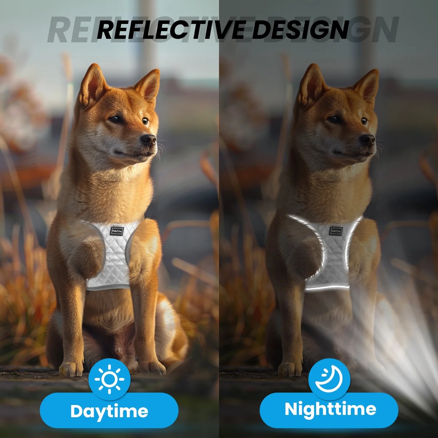 Adjustable Reflective Dog Harness and Leash Set, Escape-Proof No-Pull Vest for Small to Large Dogs, Gray, Size XS