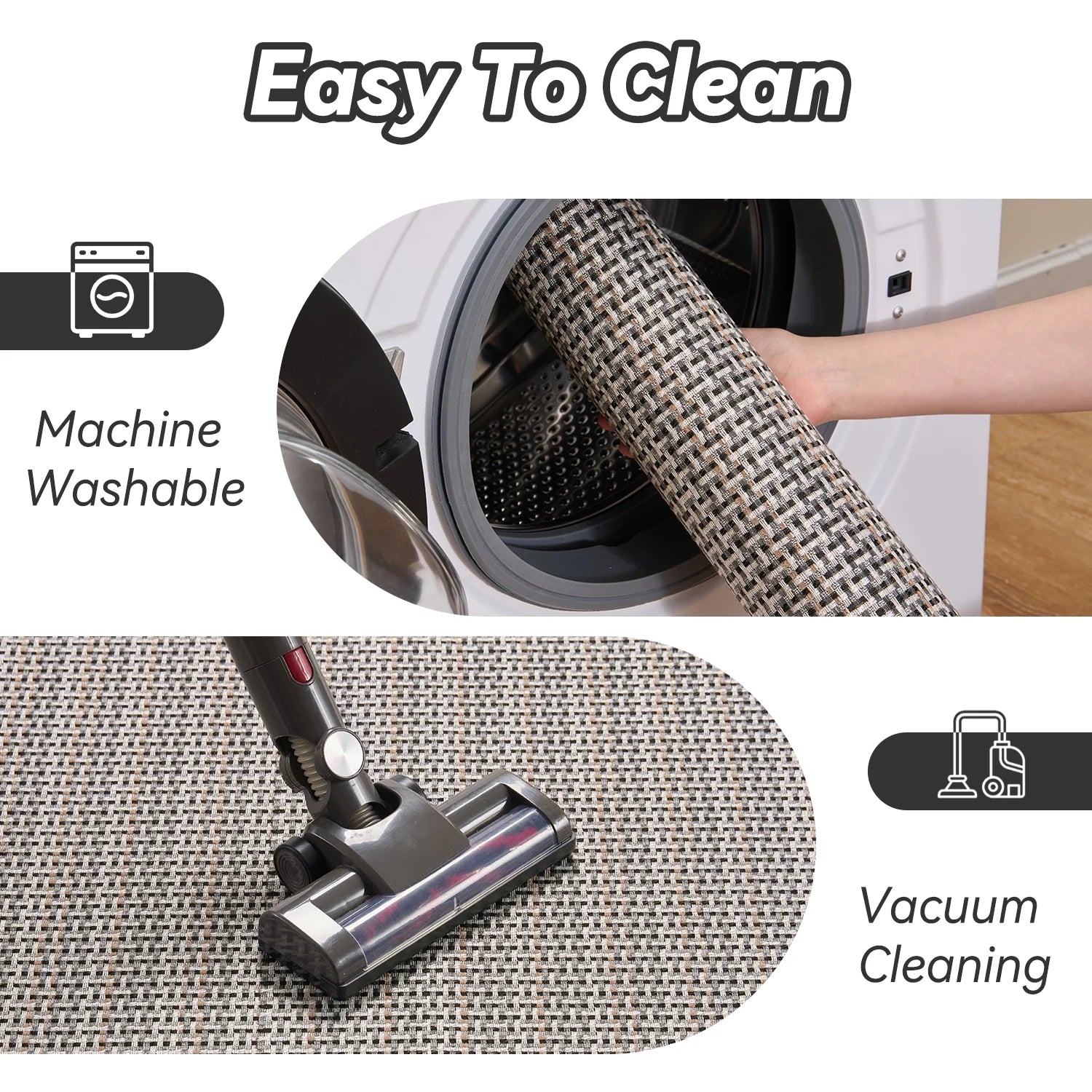 Non-Slip Kitchen Rug, Washable Absorbent Floor Mat, 19.7"X47.2", Brown, for Sink, Laundry, Hallway