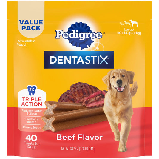 Dentastix Beef Flavor Large Dog Treats, 2.08 lb Bag