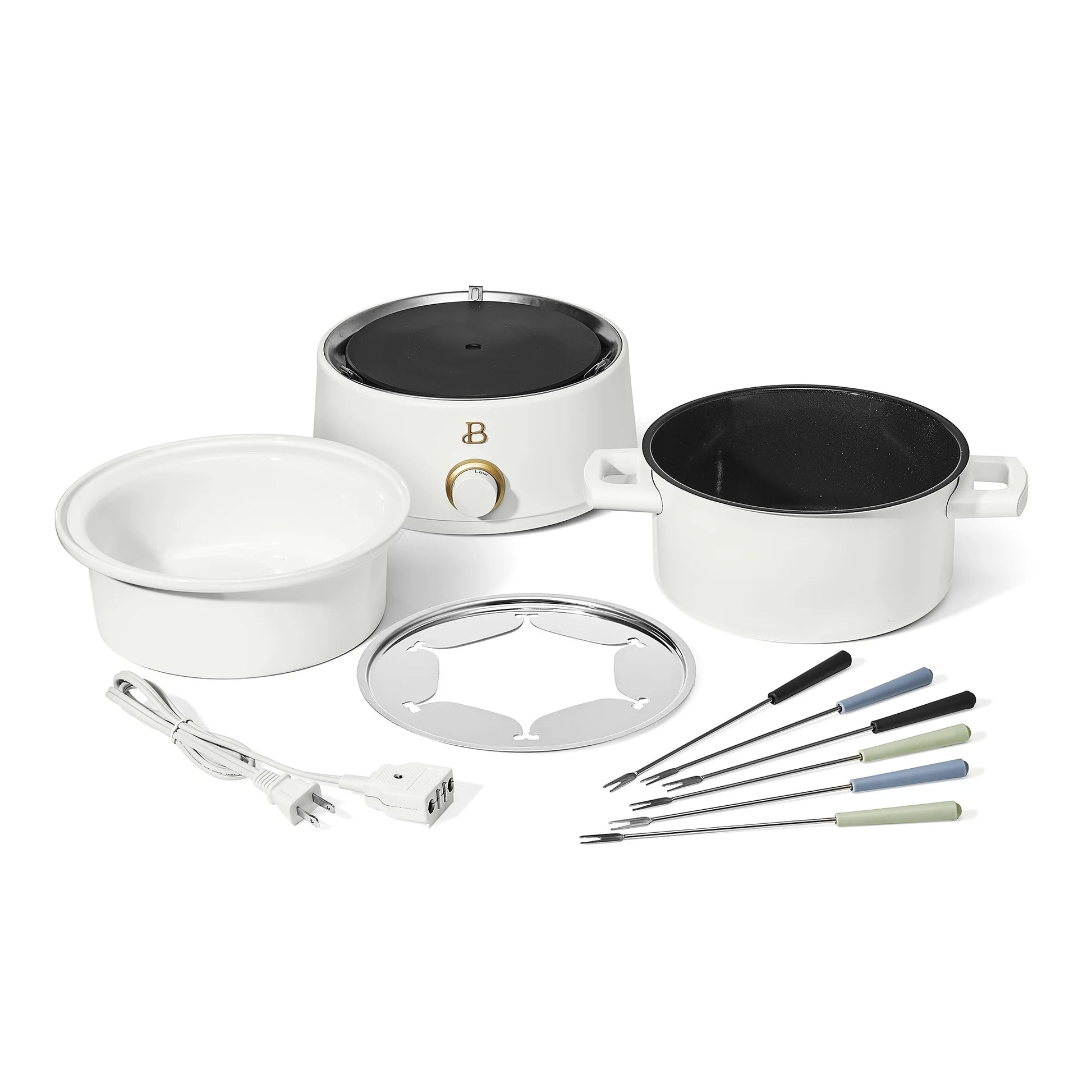 3 Qt Electric Fondue Set with Bonus 2 Qt Ceramic Pot, White Icing by Drew Barrymore