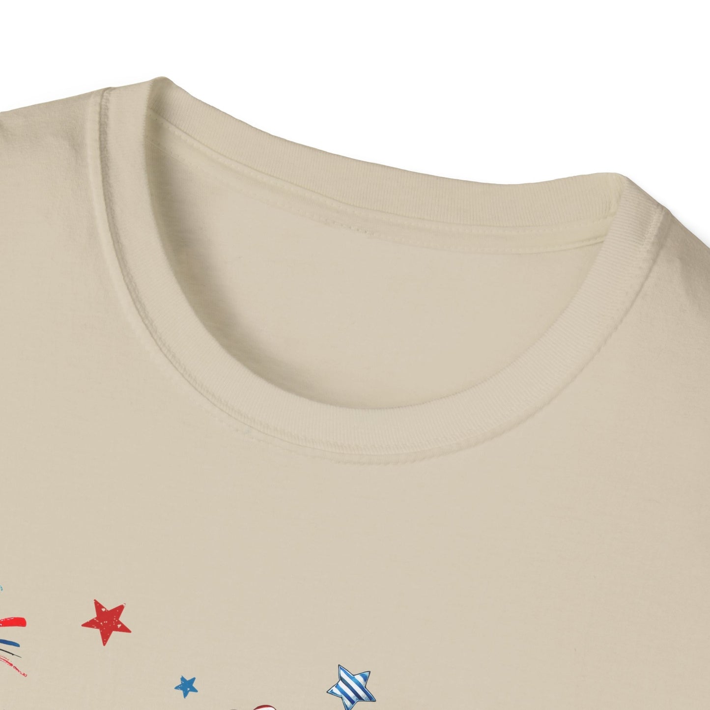 Patriotic Cat Unisex Softstyle T-Shirt for Fourth of July Celebrations