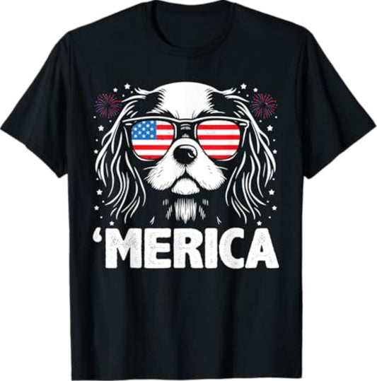 Cavalier King Charles 4Th of July Merica Patriotic Dog Tee T-Shirt