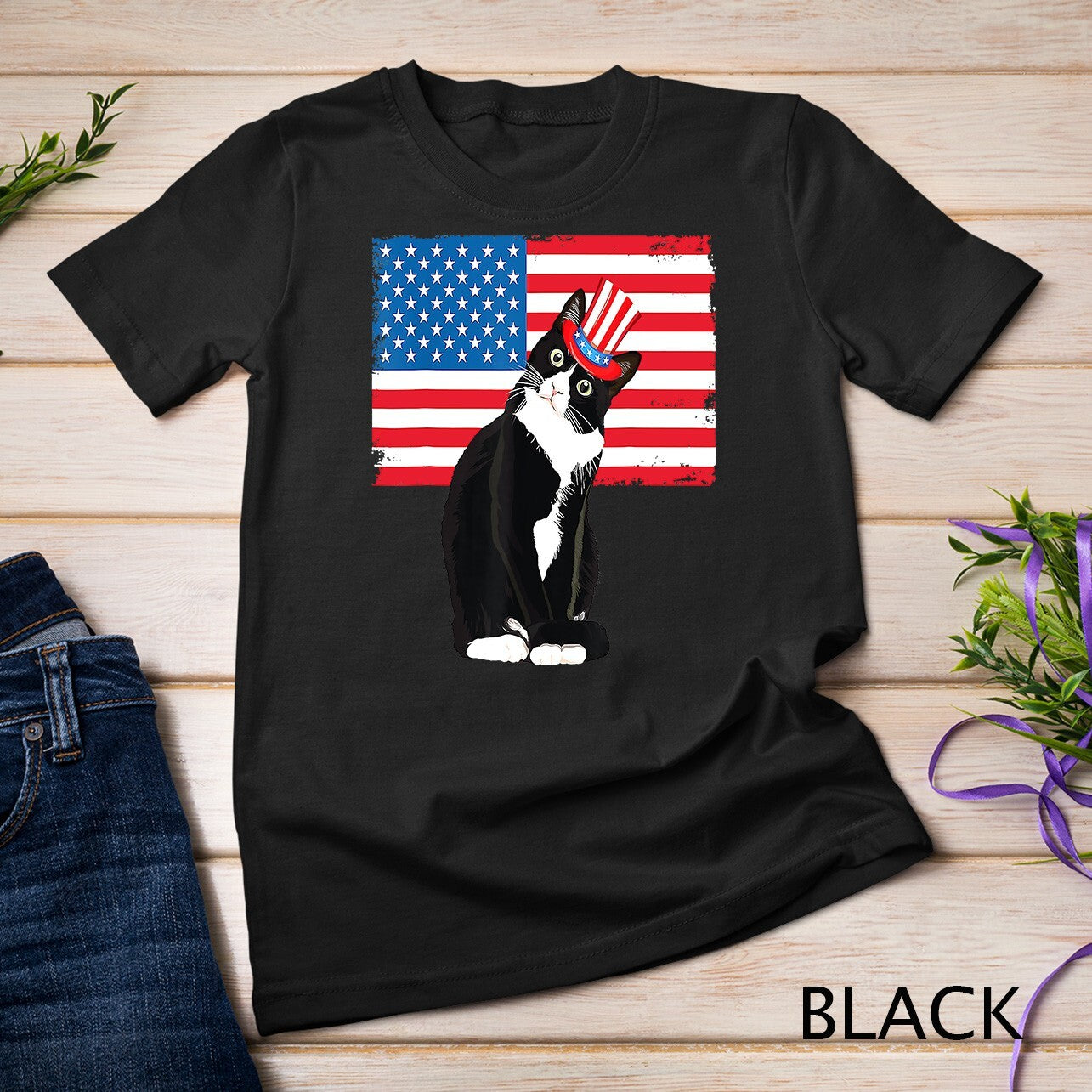 Tuxedo Cat 4Th of July Hat Patriotic Gift Adults Kids T-Shirt Unisex T-Shirt