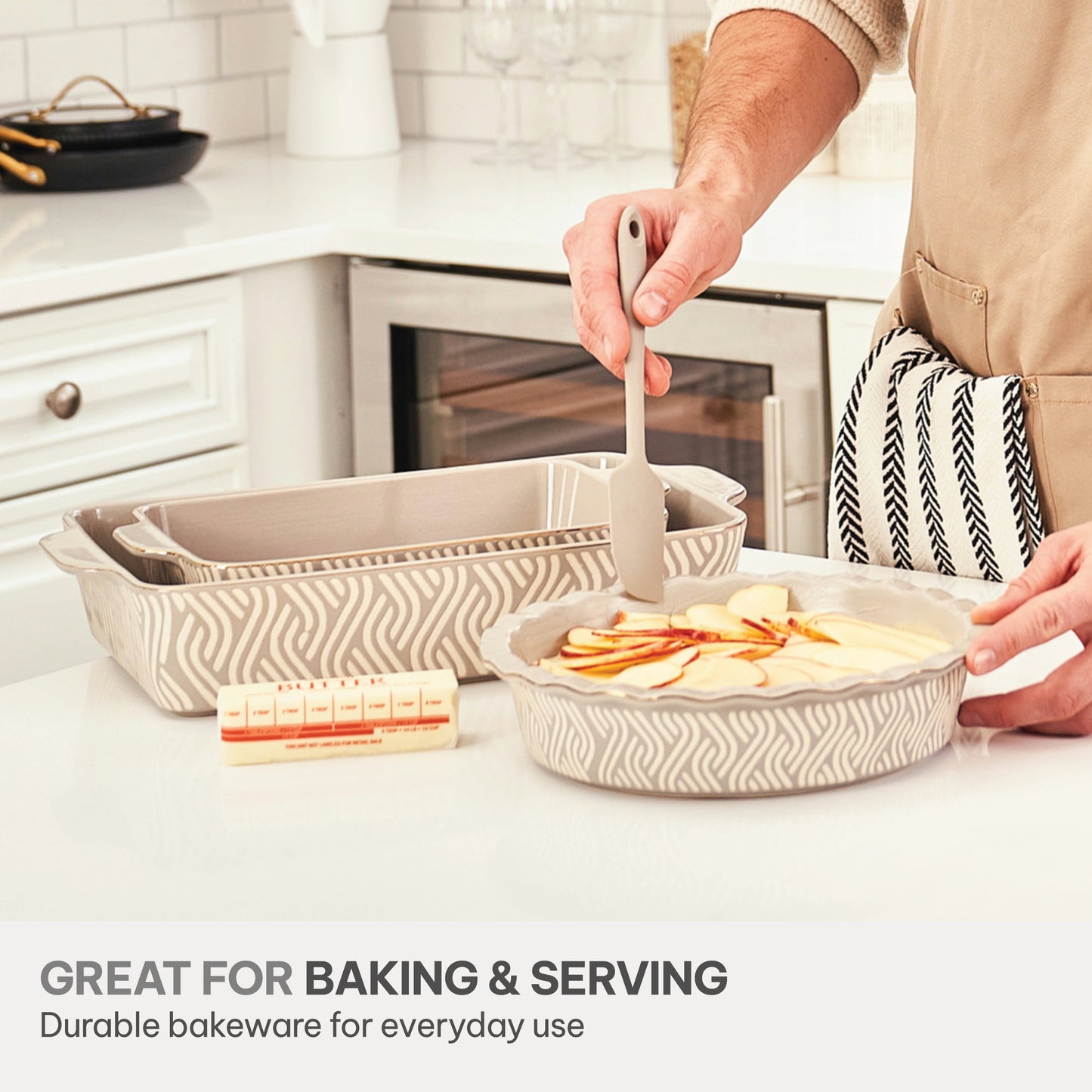 , 10-Piece Ceramic Bakeware Set, with Spatulas & Whisk, Madison