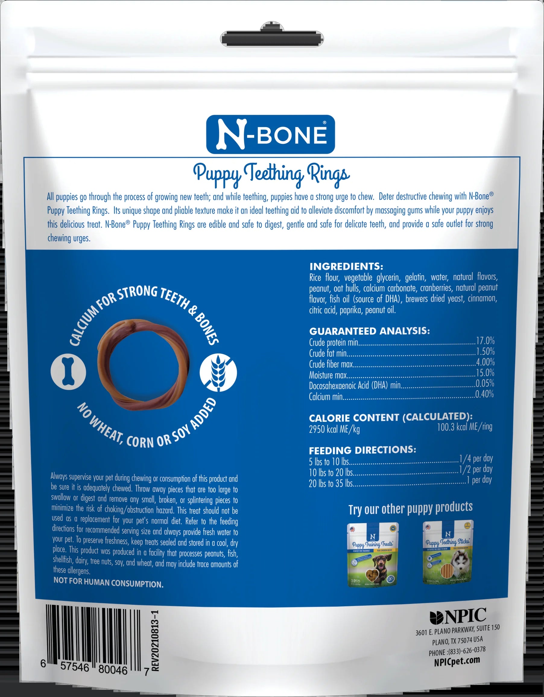 ® Puppy Teething Rings - Peanut Butter Flavor, 10 Treats, 12 oz, Dried Chew Treats for Dogs