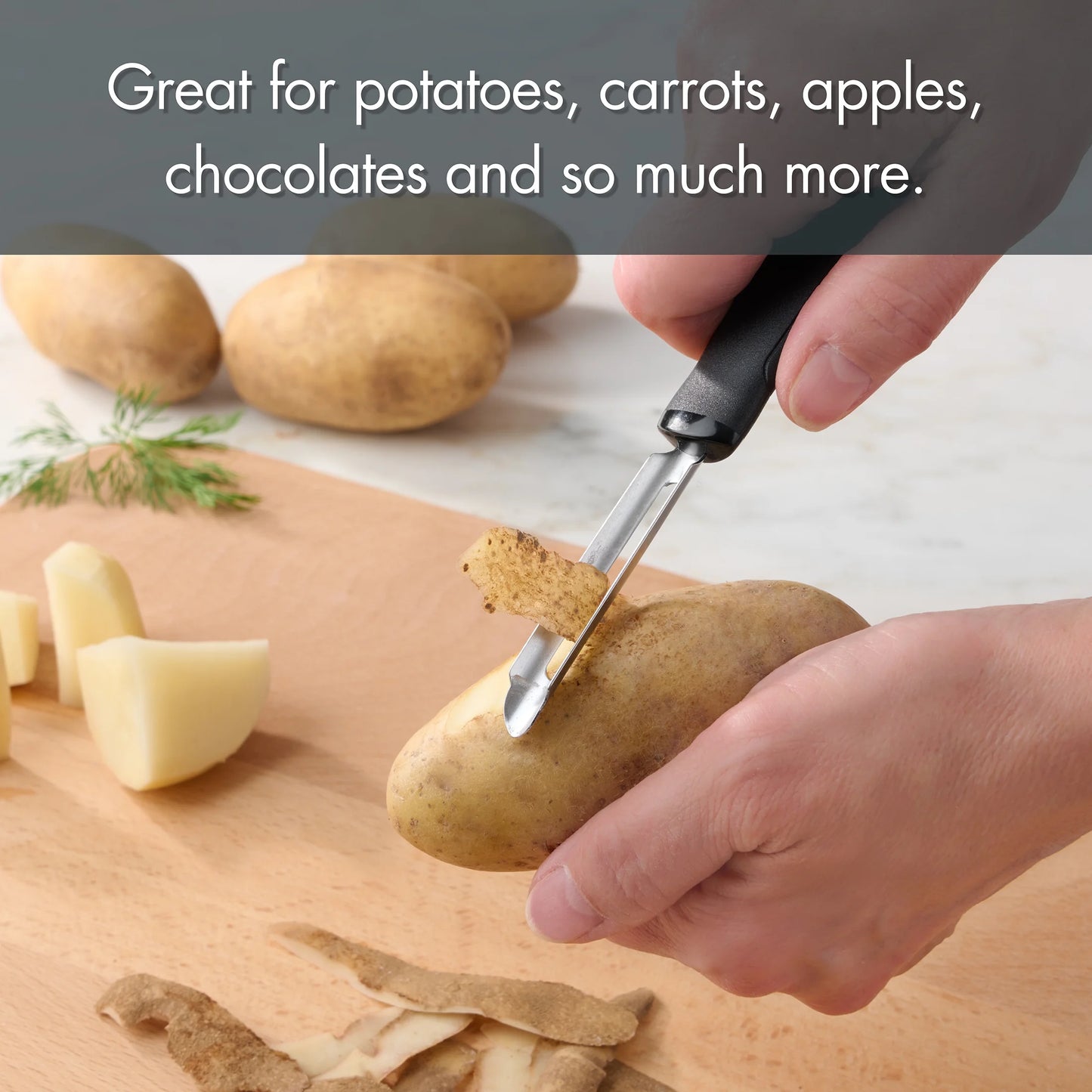 6In Stainless Steel Fruit and Vegetable Peeler, Black