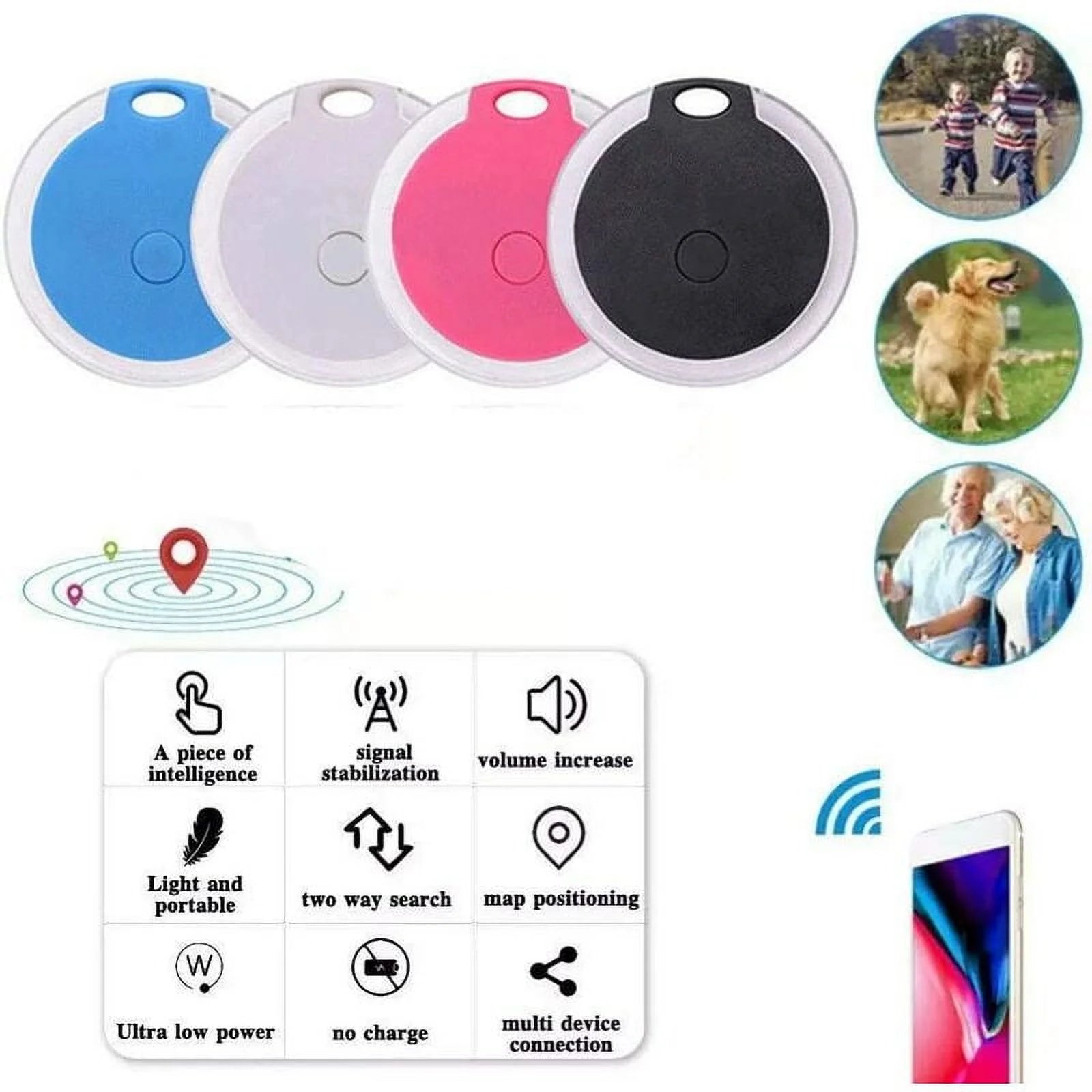 GPS Pet Tracker and Anti-Lost Collar with Alarm for Dogs, Cats, Vehicles, Children, and Seniors - Mini SOS GPS Navigation for Outdoor Use (Black)