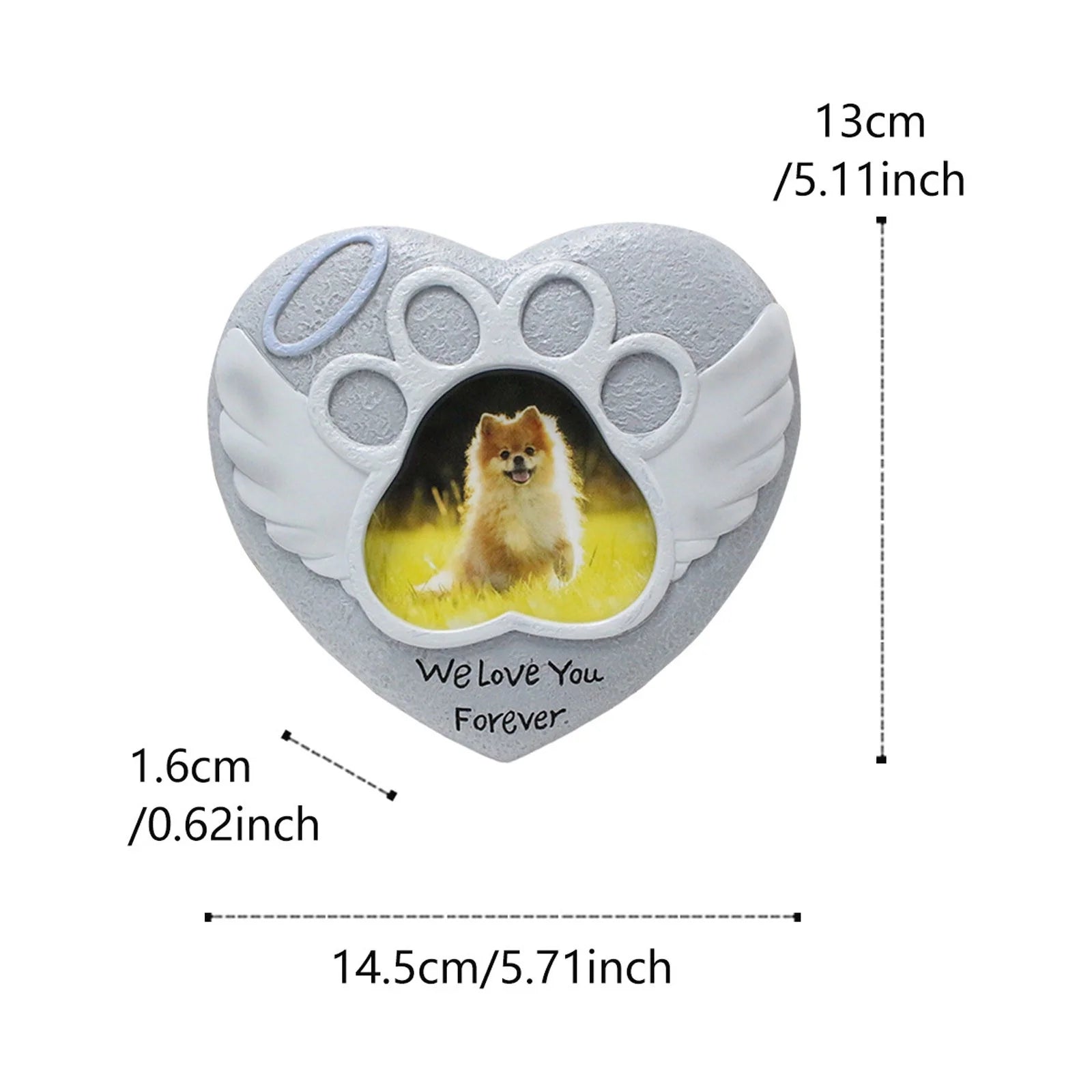 Pet Memorial Stones for Dog or Cats,Dog Memorial Stones with Photo Frame,Loss of Dog Sympathy Gift Indoor Display,Pet Grave Markers Dog Bereavement Gifts Outdoor Tombstone Heart Shaped Carve