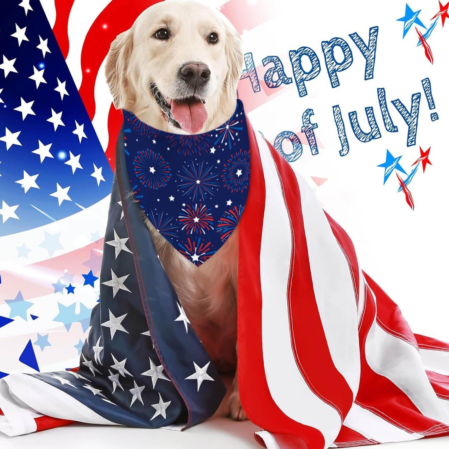 4Th of July Dog Bandanas, Adjustable American Flag Holiday Party Pet Decorations