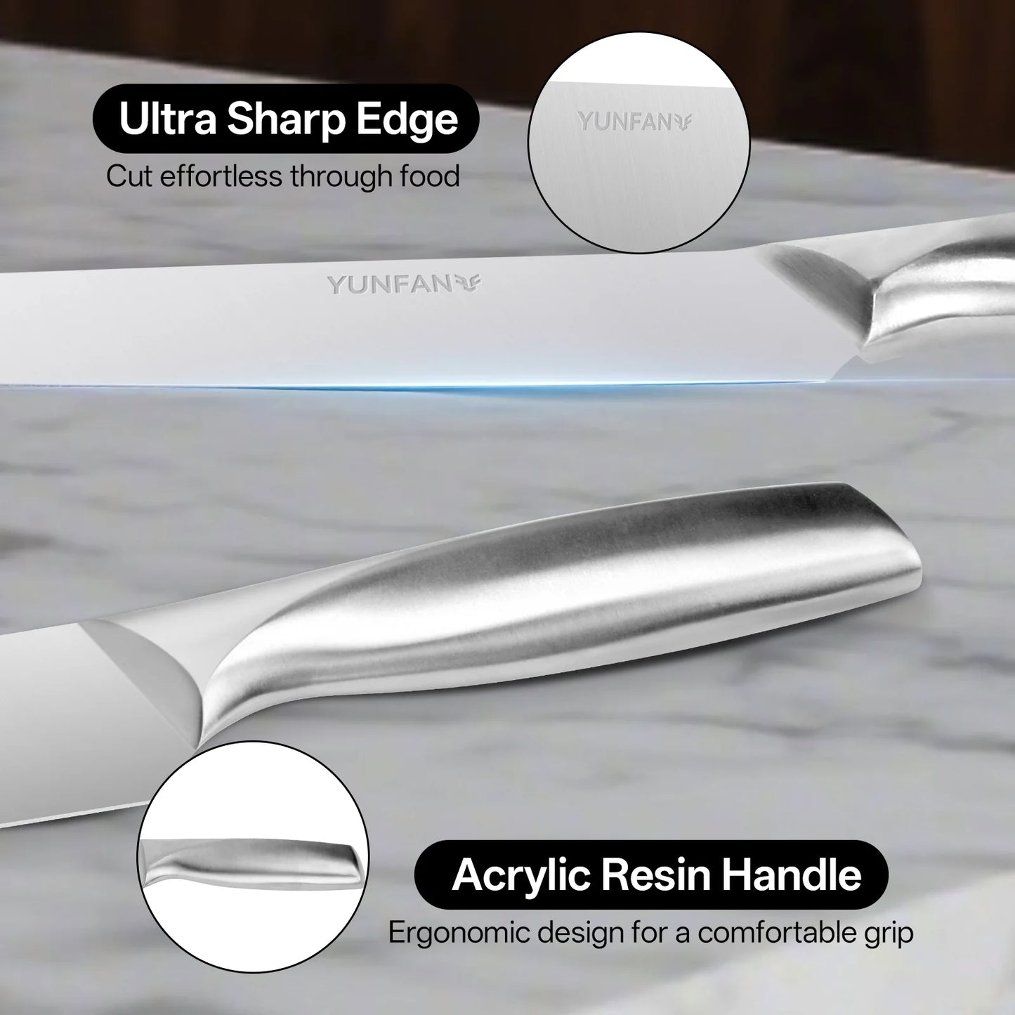 Professional Kitchen Knives, Sharp Knives for Kitchen High Carbon Stainless Steel, Sliver