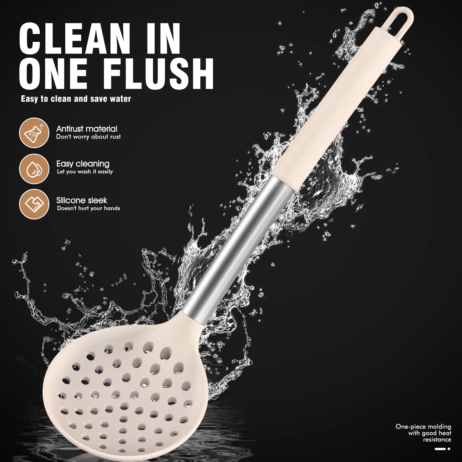 Silicone Cooking Utensils Set - Heat Resistant Silicone Kitchen Utensils for Cooking, Kitchen Utensil Spatula Set,Bpa FREE Kitchen Gadgets Tools for Non-Stick Cookware Dishwasher Safe (Khaki)