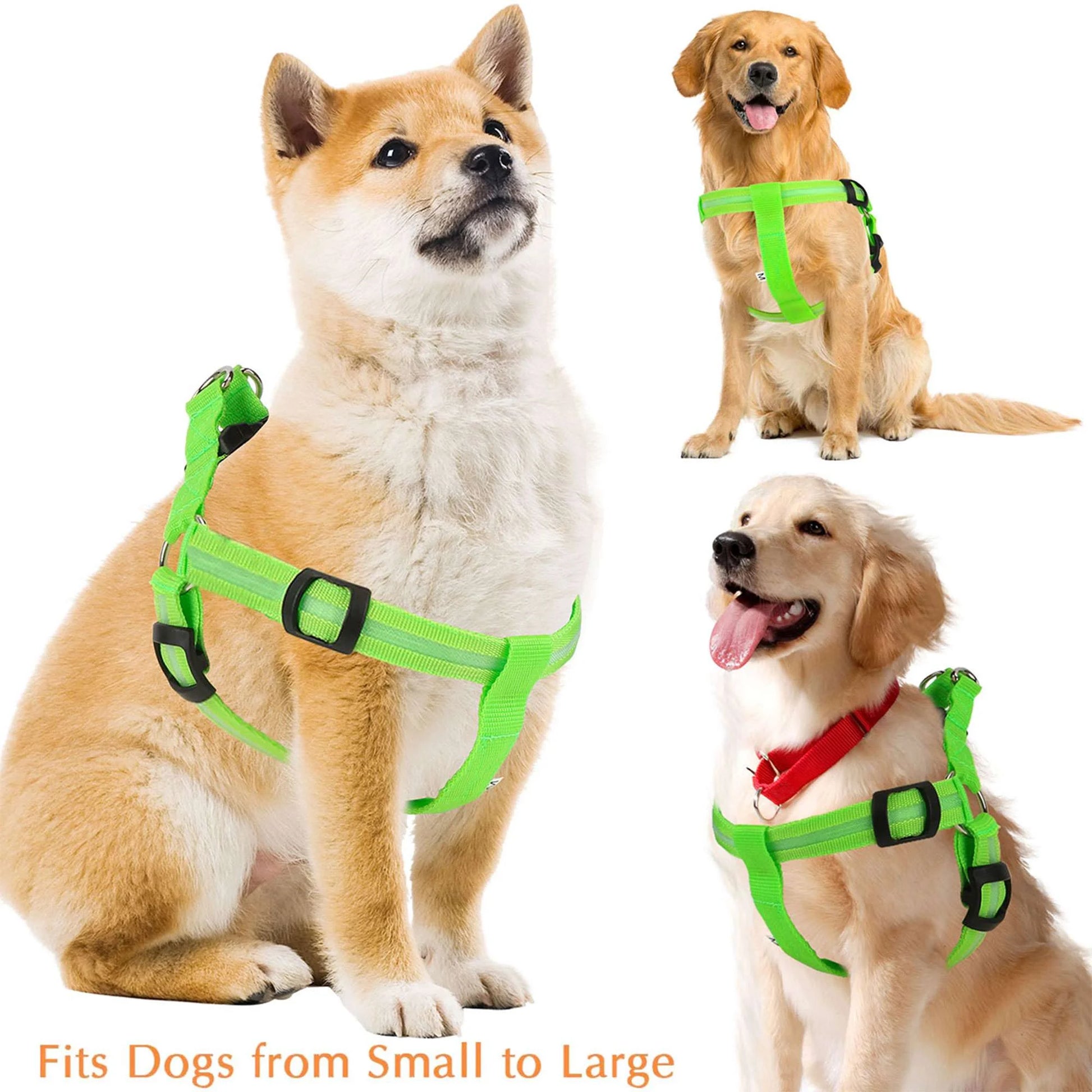 Light up Dog Harness, USB Rechargeable No Pull Dog Vest Reflective Harness for Small Medium Large Pets (S, Pink)