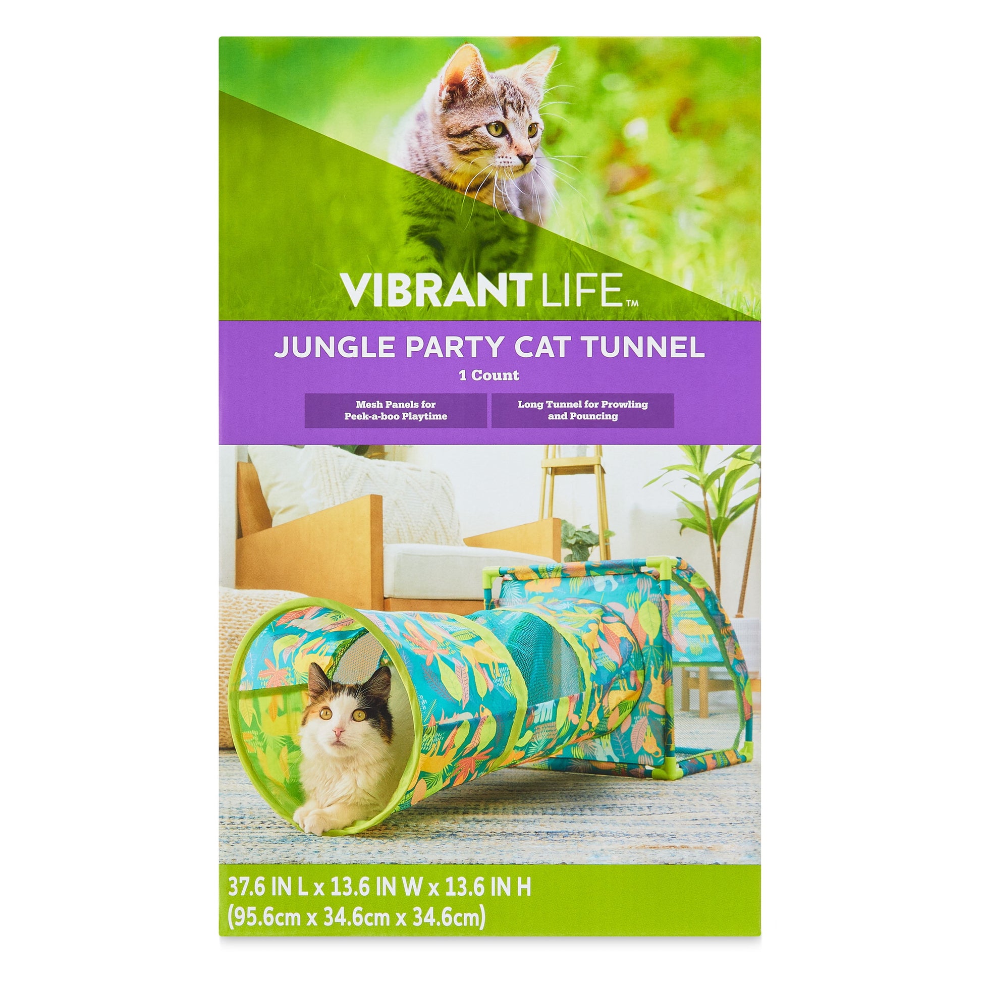 Portable Jungle Party Cove & Cat Tunnel, Multicolored
