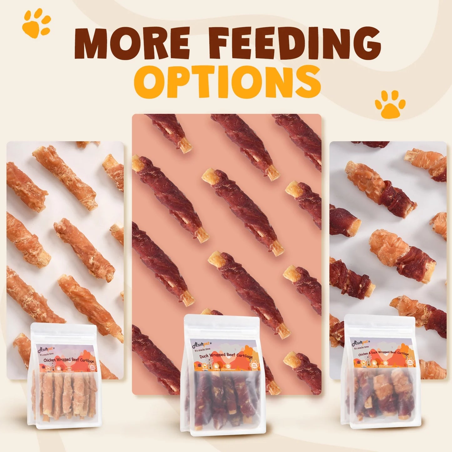 Duck-Wrapped Beef Cartilage Dog Treats - Dental Chewy Soft Bones for Small, Medium, and Large Dogs (10.6 oz, No Rawhide)