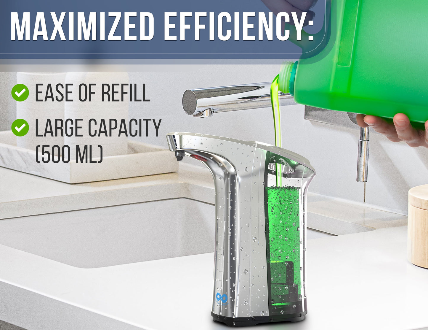 Automatic Soap Dispenser, Adjustable Output, Touchless Liquid Dispense, 17 Oz