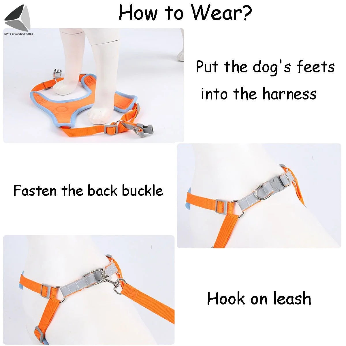 No Pull Dog Harness Leash Set Reflective Adjustable Easy Control Pet Chest Vest for Small Medium Dogs (M, Red)