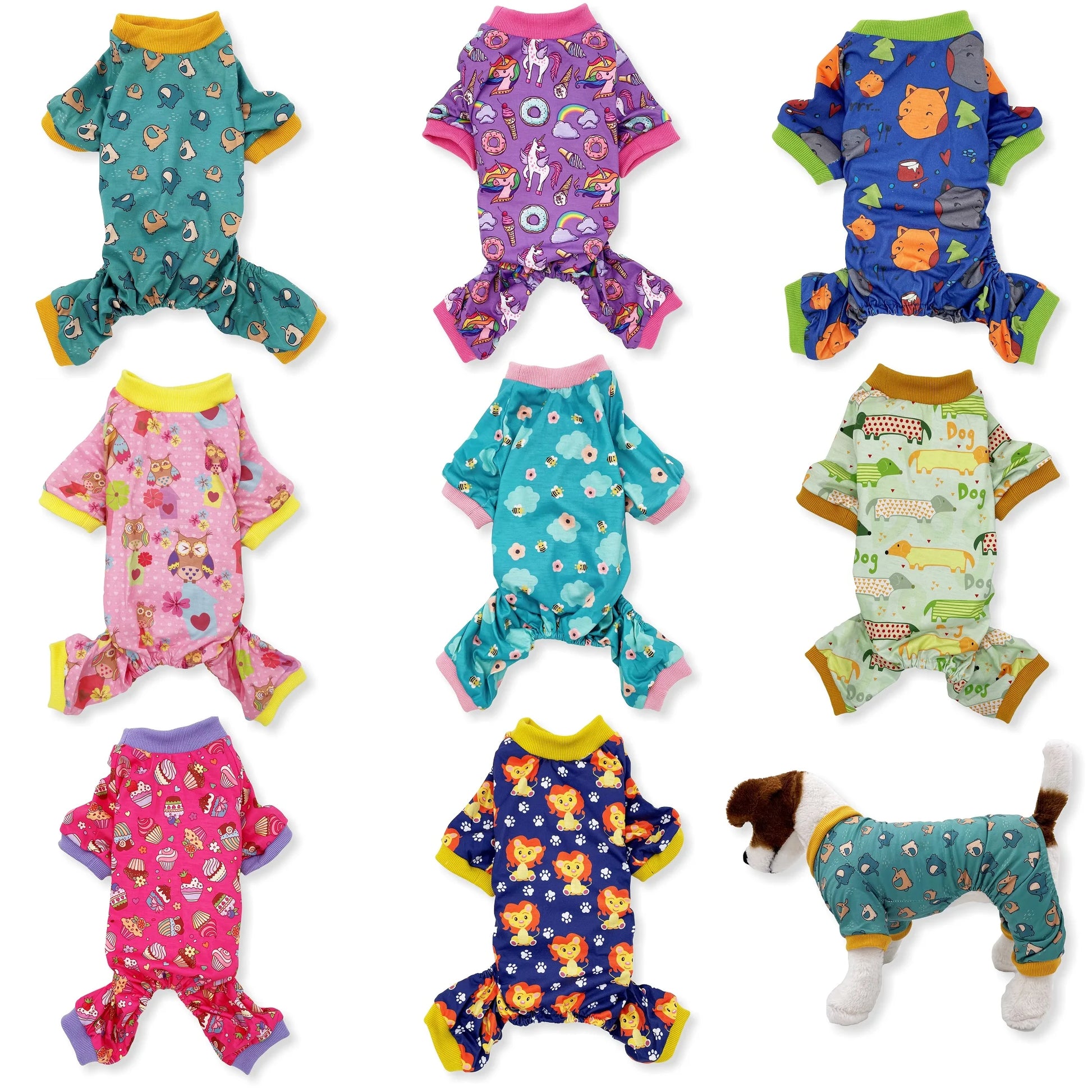 Soft Cotton Blend Dog Pajamas Jumpsuit for Small to Medium Pets (XXS: Length 8")