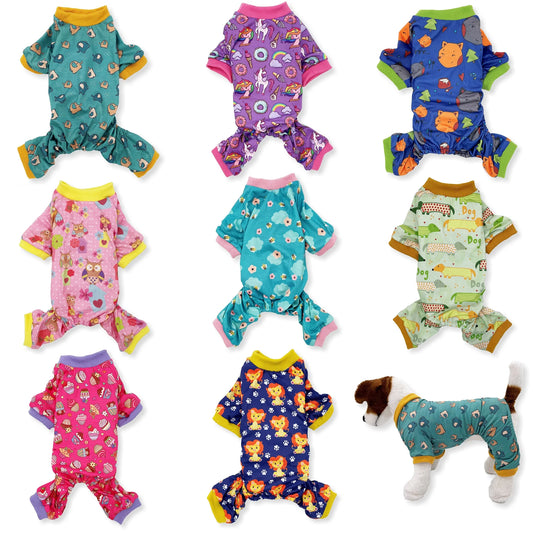 Soft Cotton Blend Dog Pajamas Jumpsuit for Small to Medium Pets (XXS: Length 8")