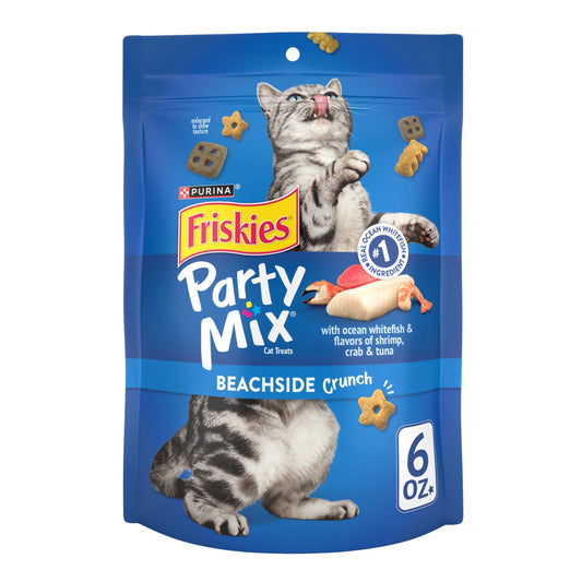 Purina  Party Mix Beachside Crunch Cat Treats with Shrimp, Crab, and Tuna, 6 oz Bag