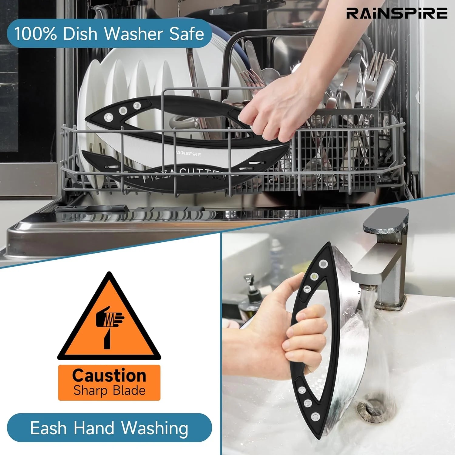 Pizza Cutter Rocker Blade Stainless Steel Pizza Rocker with Cover Sharp Blade Pizza Knife Dishwasher Safe Kitchen Gadgets Home Essentials, 1Pack