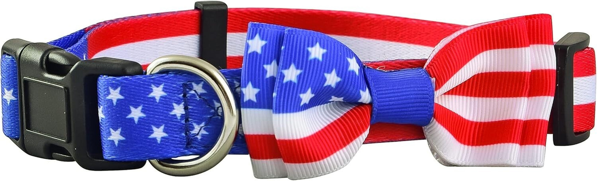 4Th of July Cat Collar with Bowtie American Flag - Small Dogs & Pet
