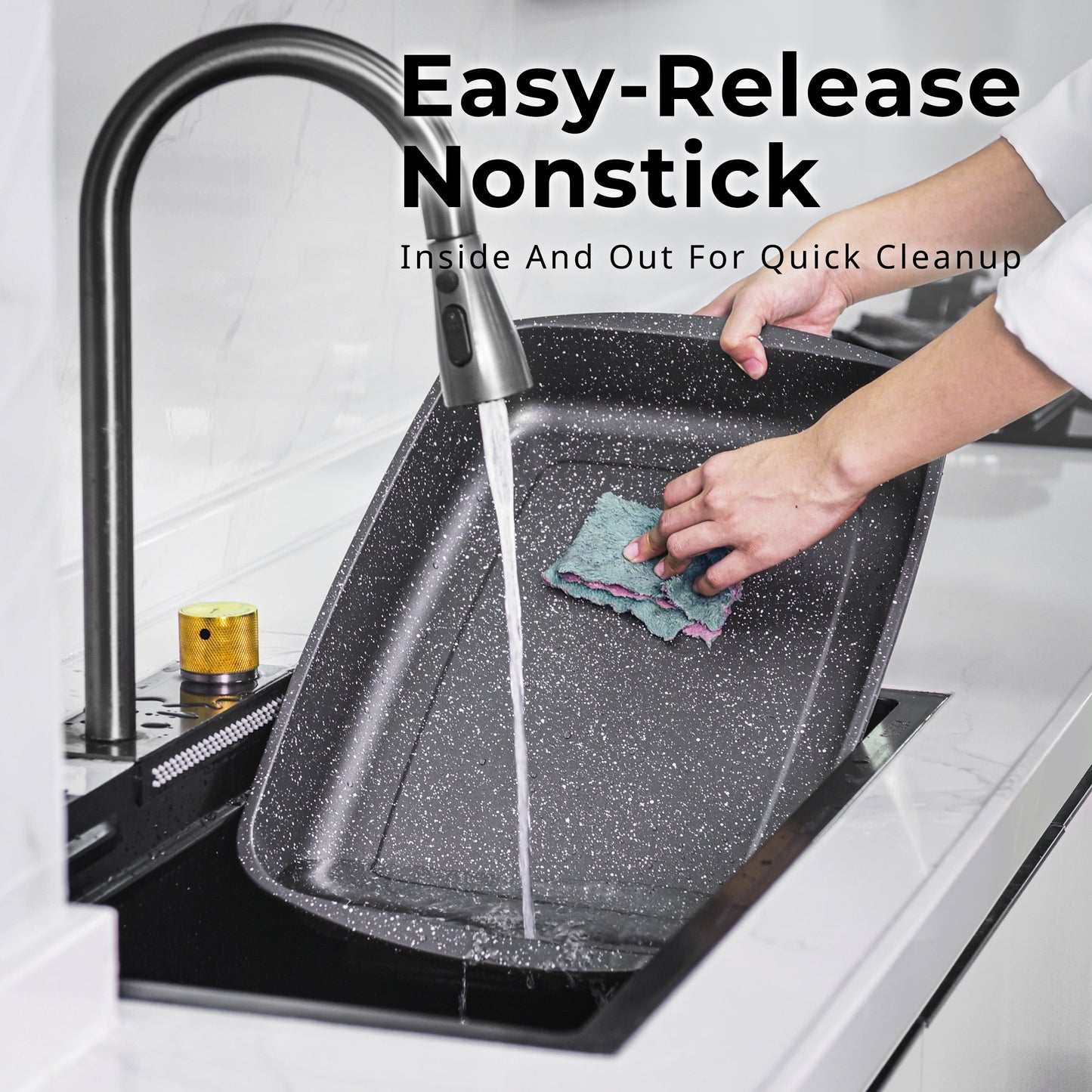 Rectangle 18.9" Non-Stick Carbon Steel Grey with Speckle Roaster Pan & Wire Rack Gauge on 0.5 Mm Thickness