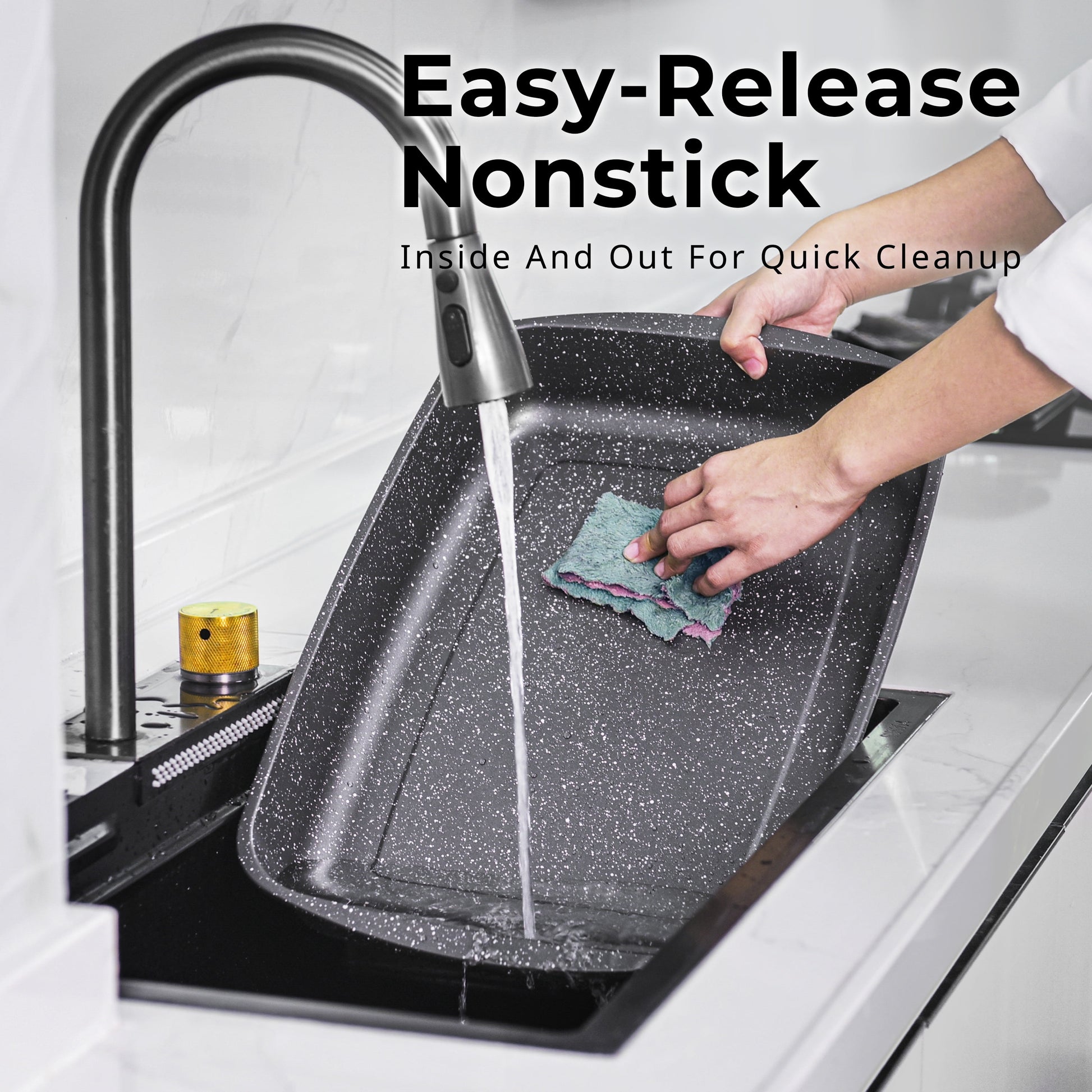 Rectangle 18.9" Non-Stick Carbon Steel Grey with Speckle Roaster Pan & Wire Rack Gauge on 0.5 Mm Thickness