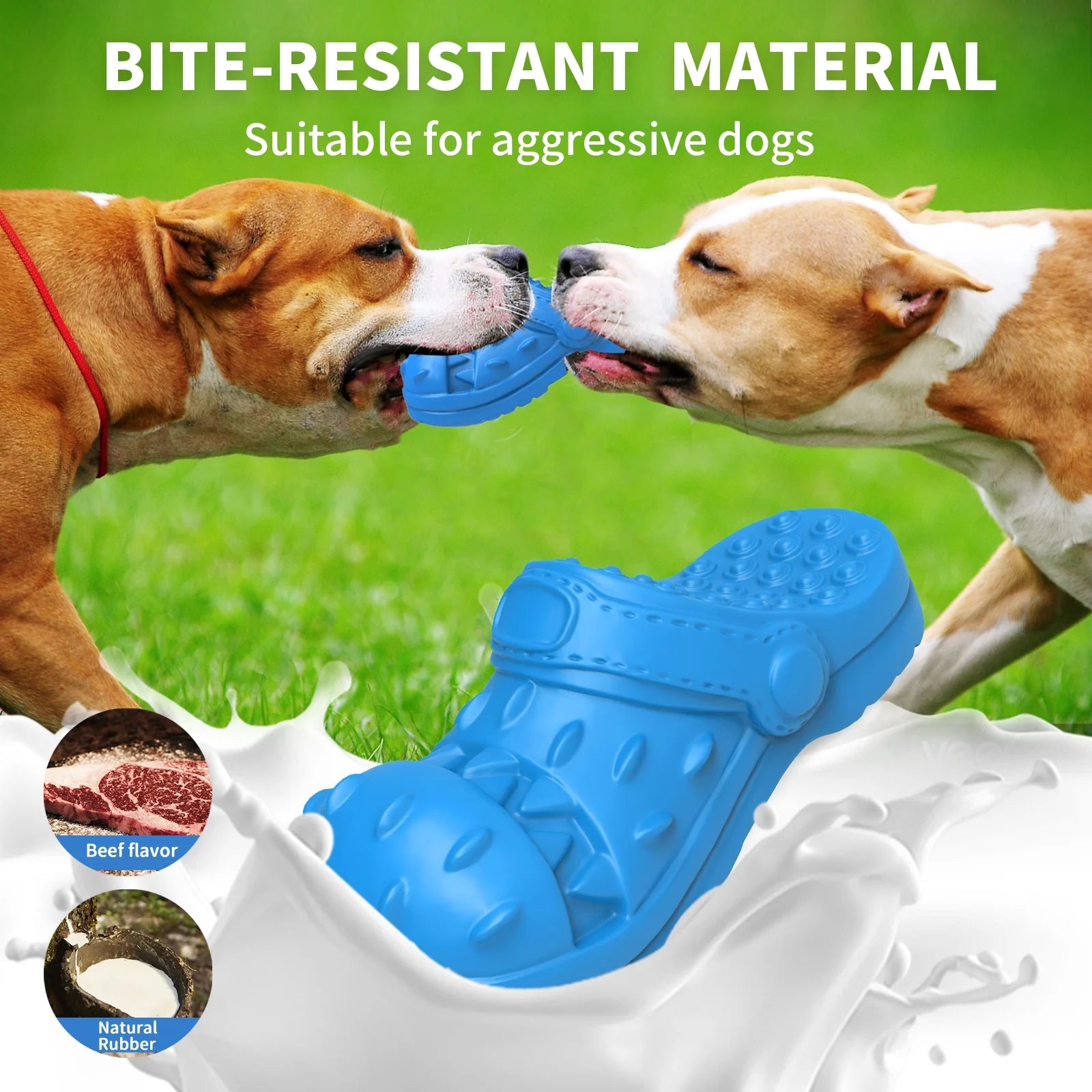 Squeaky Dog Chew Toys for Aggressive Chewers - Slipper Shape for Large Breed Puppies and Dogs - Blue