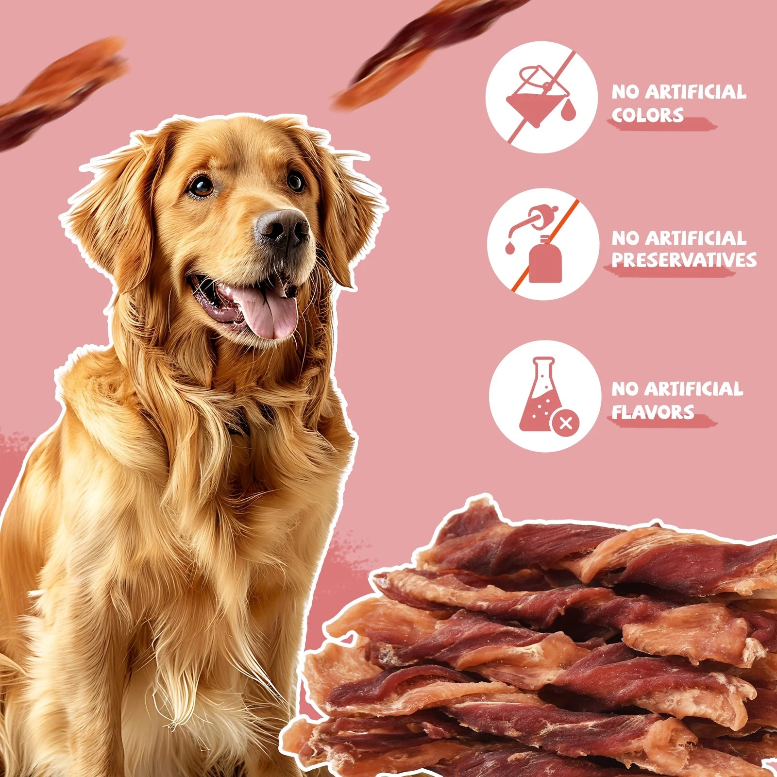 Premium Chicken, Duck, and Cod Jerky Dog Treats - Pure Meat Snacks for All Dogs, 28-29 Count