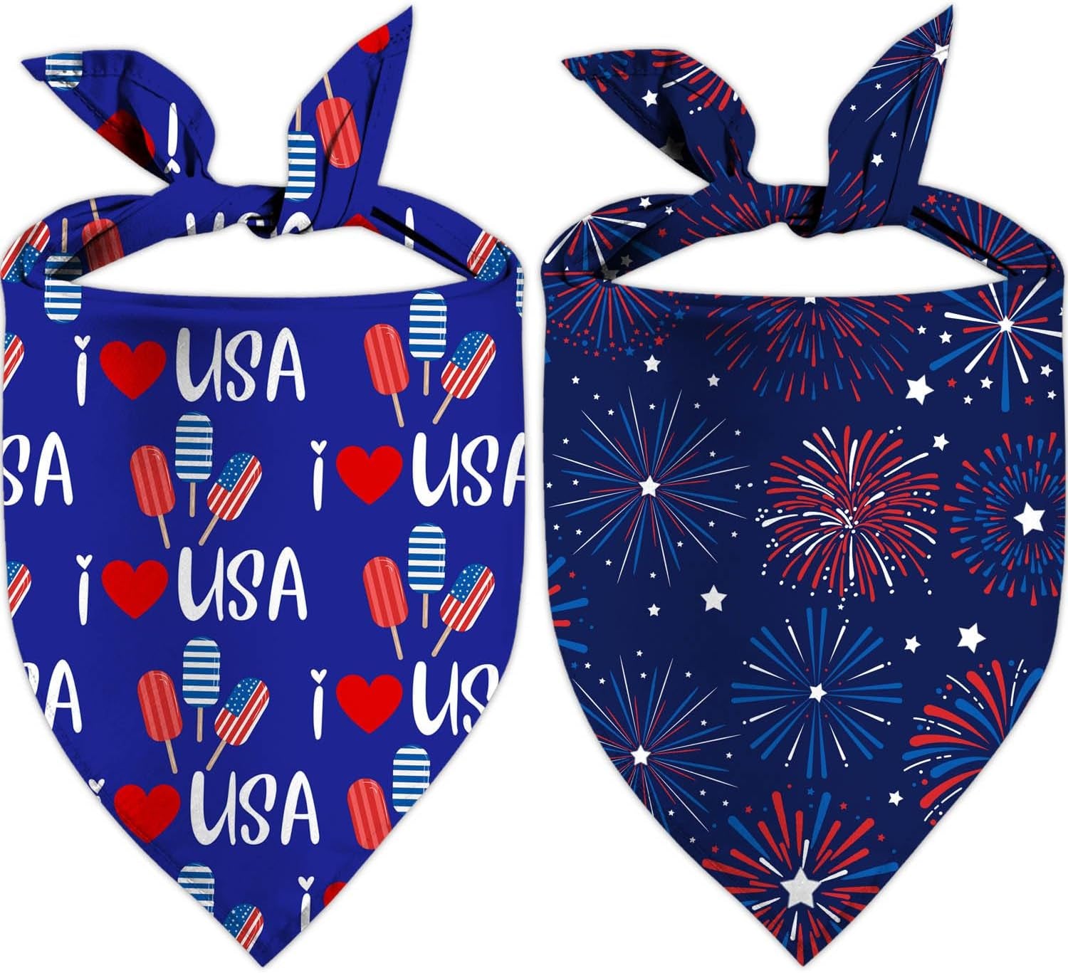 4Th of July Dog Bandanas, Patriotic Holiday Party Pet Decorations 2 Pack, Adjust