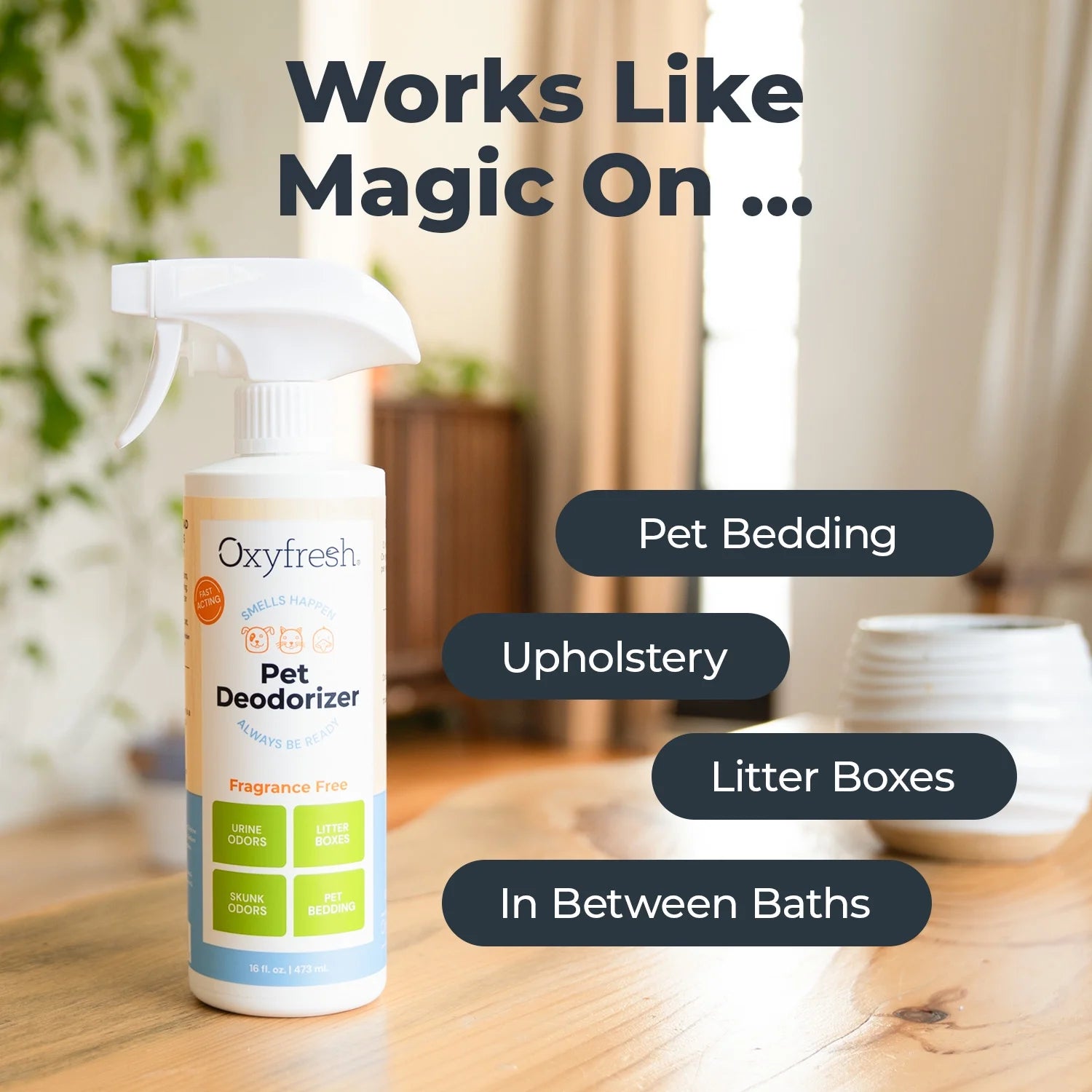 Extra Strength Pet Odor Eliminator Spray - Fragrance-Free, Non-Toxic Formula for Immediate Odor Removal in Homes and Vehicles, Endorsed by Veterinarians, 16 Oz