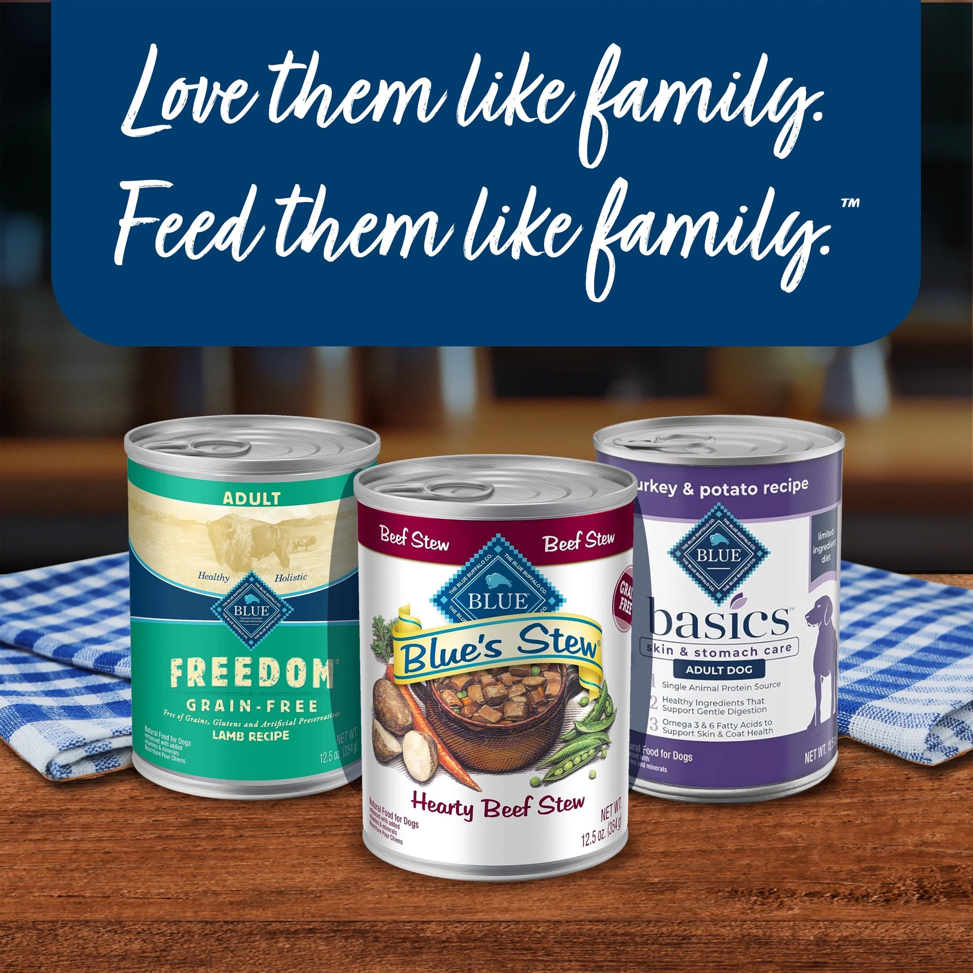 Blue's Stew Natural Wet Dog Food Variety Pack, Hearty Beef and Country Chicken, 12.5 oz Cans (6 Count - 3 of Each Flavor)