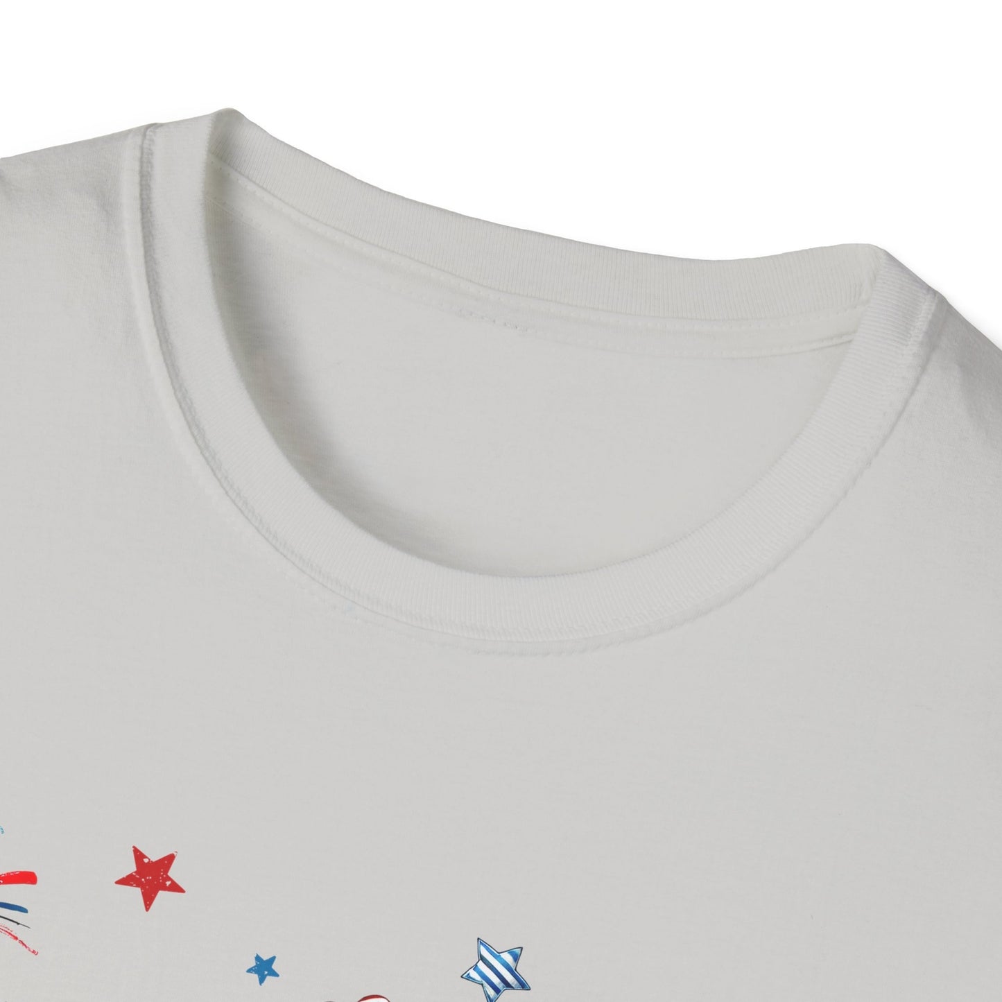 Patriotic Cat Unisex Softstyle T-Shirt for Fourth of July Celebrations