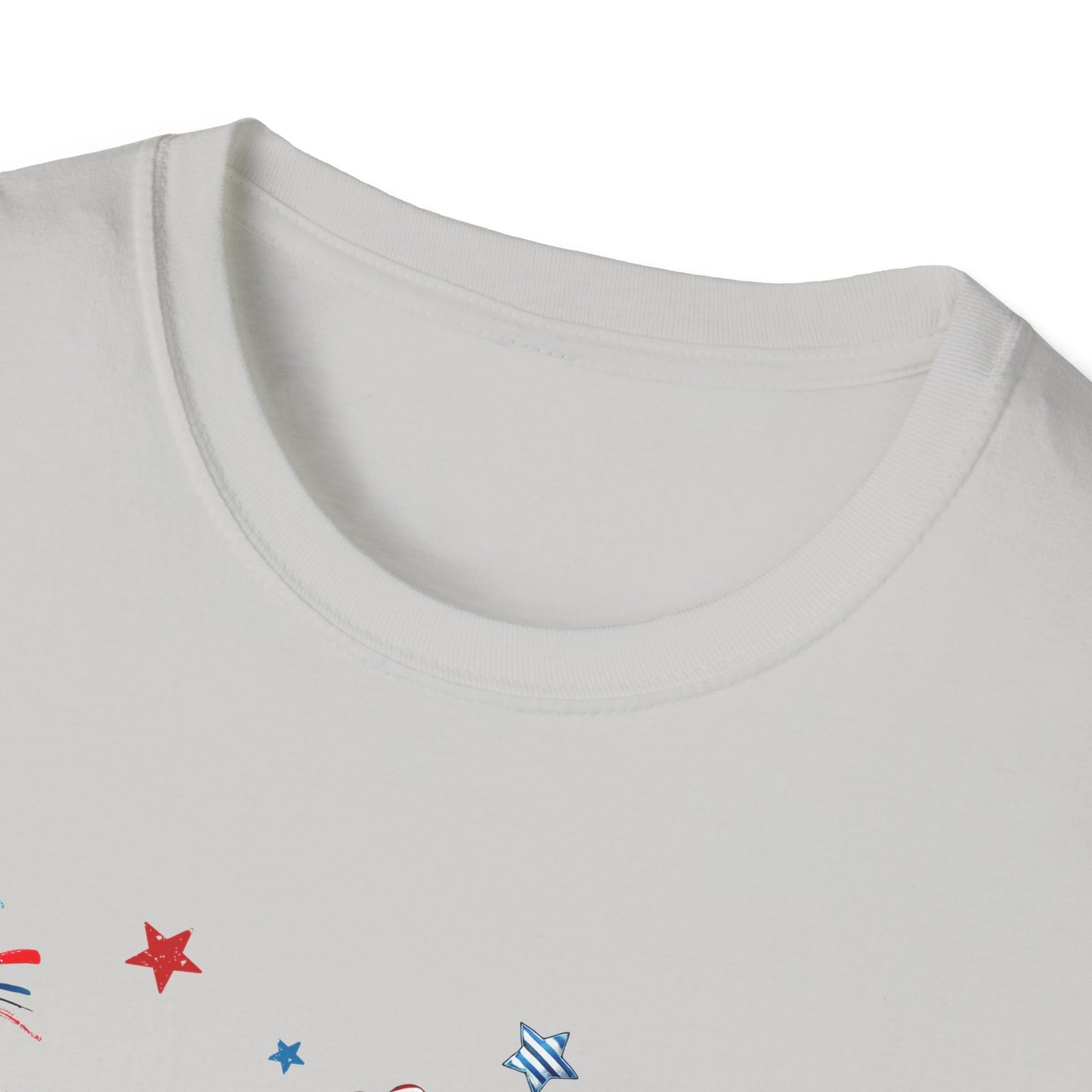 Patriotic Cat Unisex Softstyle T-Shirt for Fourth of July Celebrations