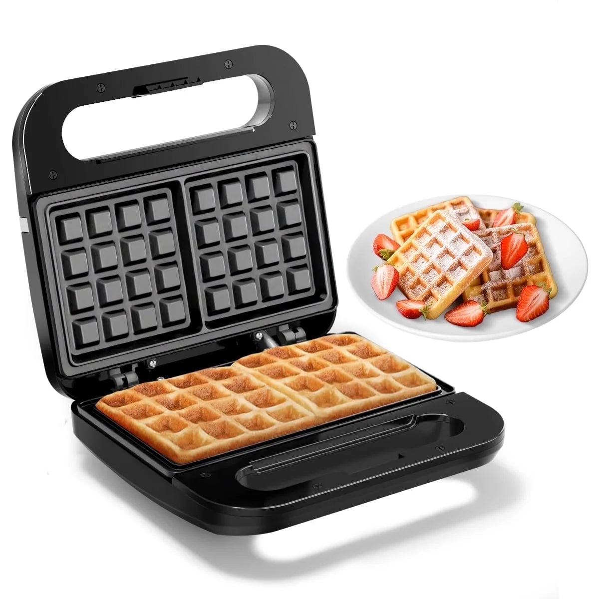 Waffle Maker, 2 Slices Non-Stick Waffle Iron, Compact Waffle Maker with Indicator Lights for Make Breakfast,Cool Touch Handles, Easy Clean