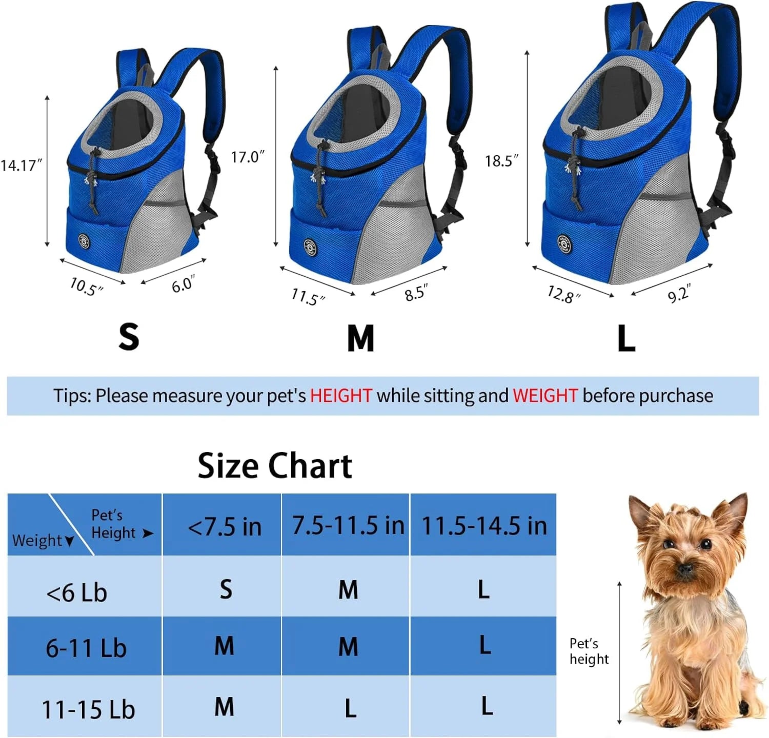 Pet Dog Carrier Backpack with Safety Reflective Strips for Outdoor Travel, Hiking, and Cycling for Dogs and Cats