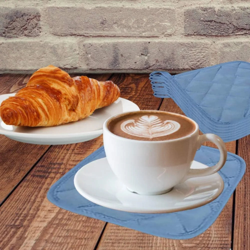 5Pcs Kitchen Pot Holders Set Heat Resistant Pure Cotton Potholders Kit Trivets Large Coasters Hot Pads Pot Holders for Everyday Cooking and Baking by 6.5 X 6.5 Inch