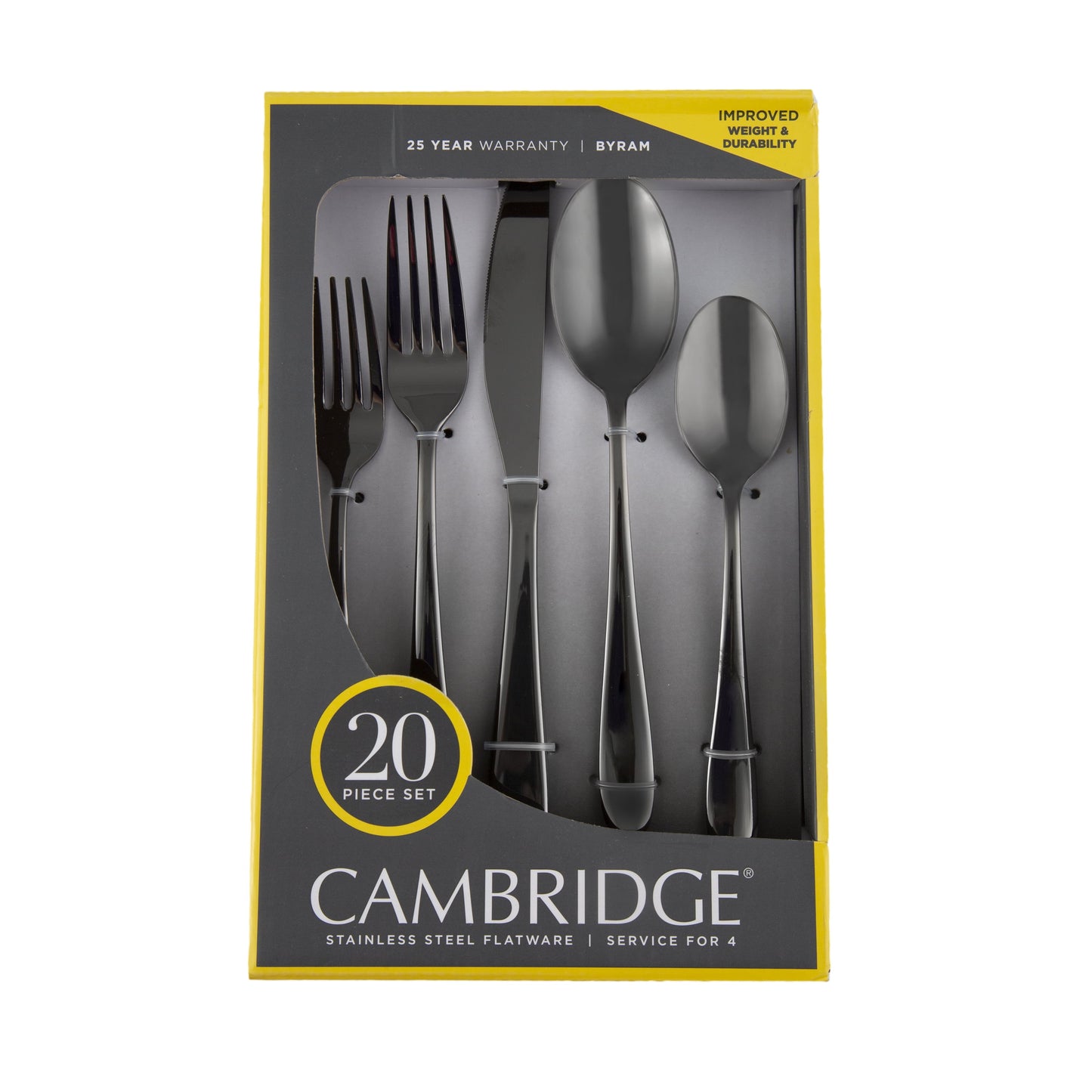 Cambridge Byram Black Mirror 20-Piece Flatware Set (Service for 4)