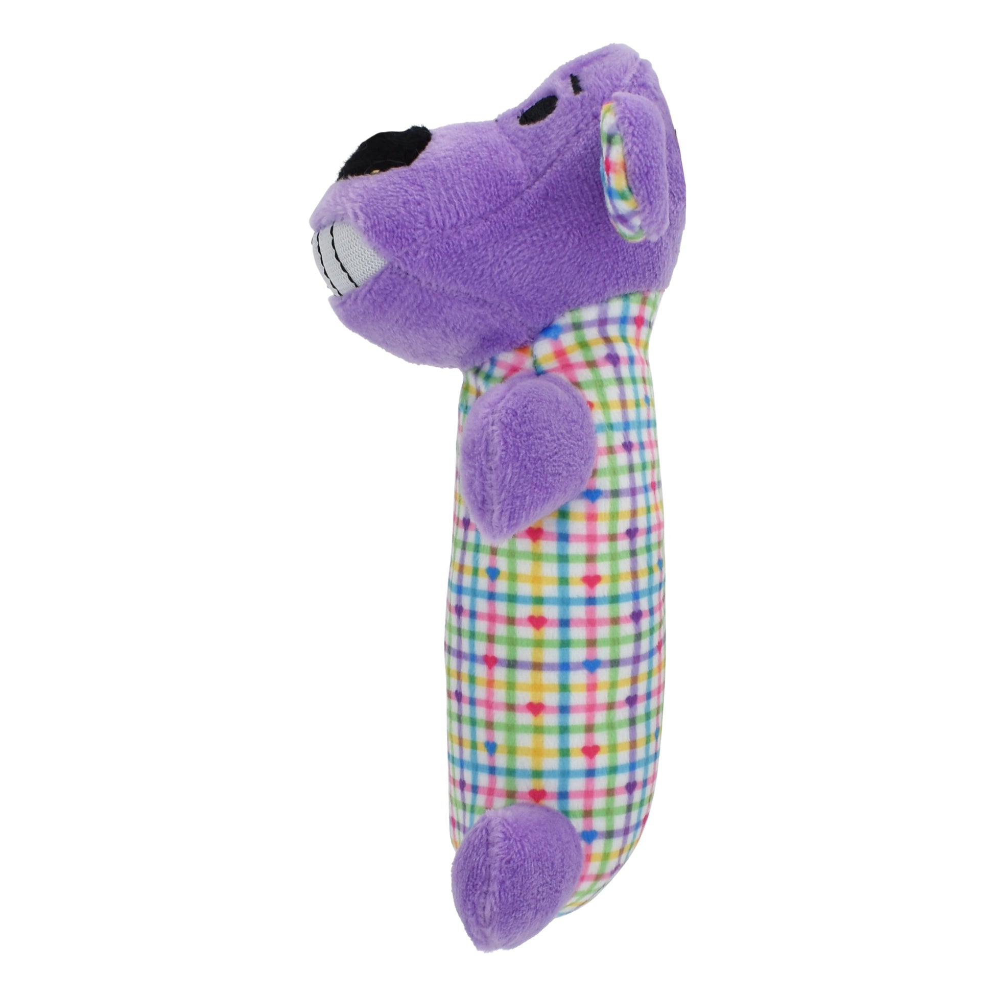 6-Inch Colorful Plaid Smiling Loofa Plush Dog Toy