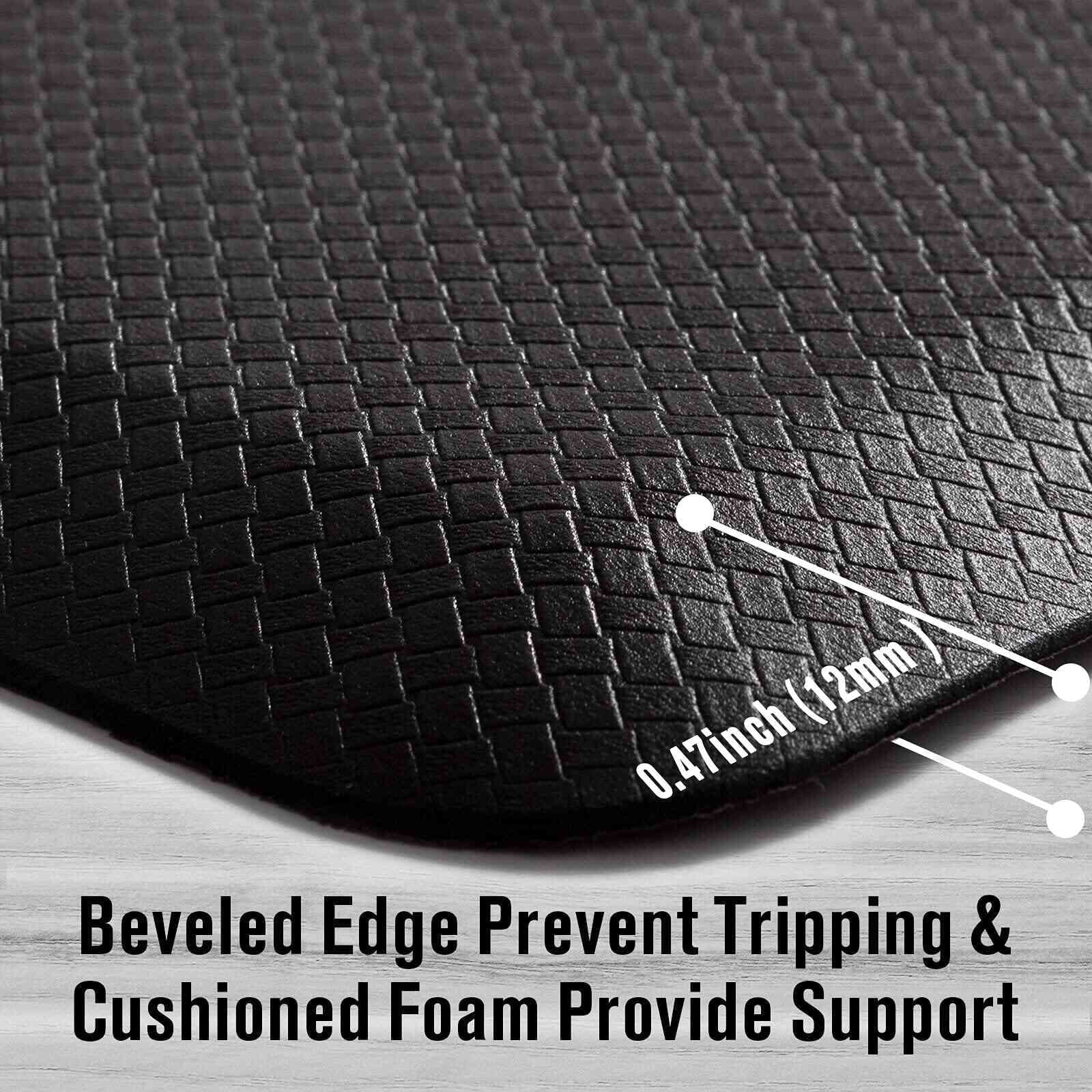 Anti-Fatigue Floor Mat Cushioned Kitchen Comfort Mat, Waterproof Non-Slip Standing Desk Foam Mats and Rugs, Black, 17.3"X39"