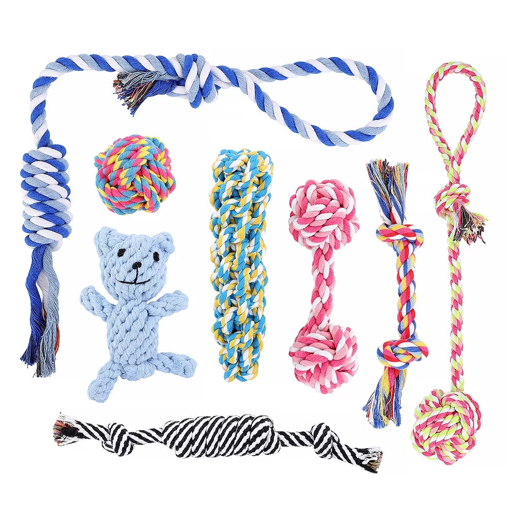 Durable Dog Chew Toys - 8 Pack Interactive Washable Rope Toys for Aggressive Chewers, Ideal for Puppies and Small to Medium Dogs