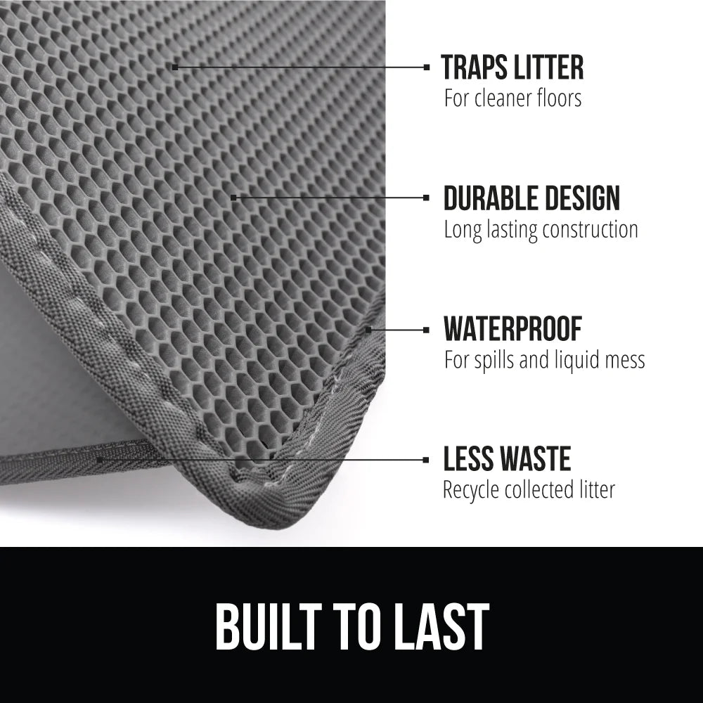Waterproof Cat Litter Mat, Easy to Clean Honeycomb Waste Trapping Mats, 24X15 Gray