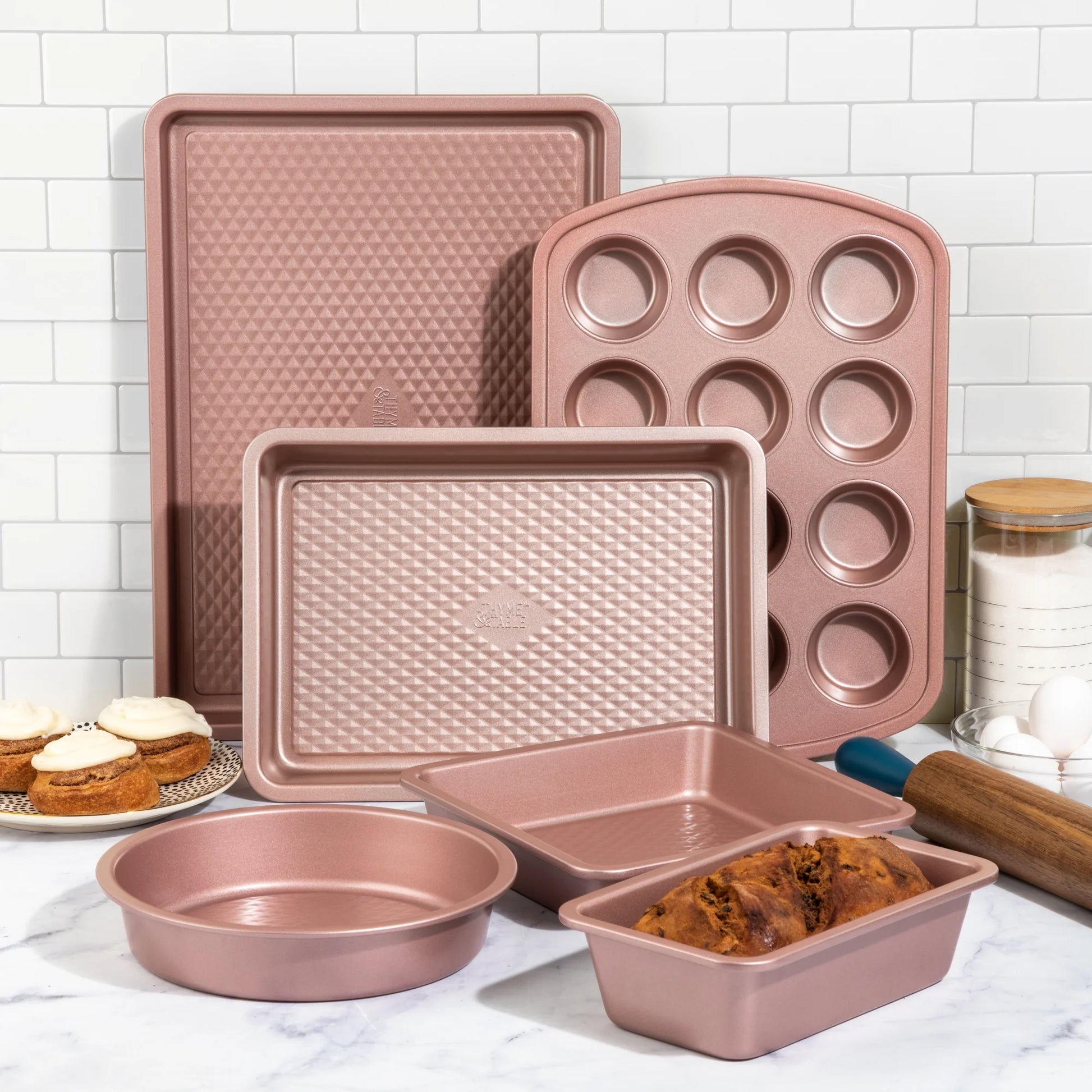 Non-Stick Aluminized Steel Baking 6 Piece Set, Rose Gold