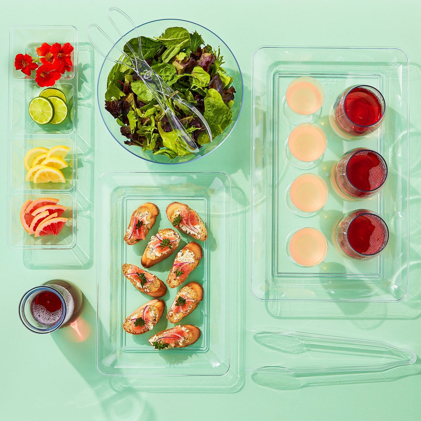 Clear Rectangular Plastic Food Tray, 18", by