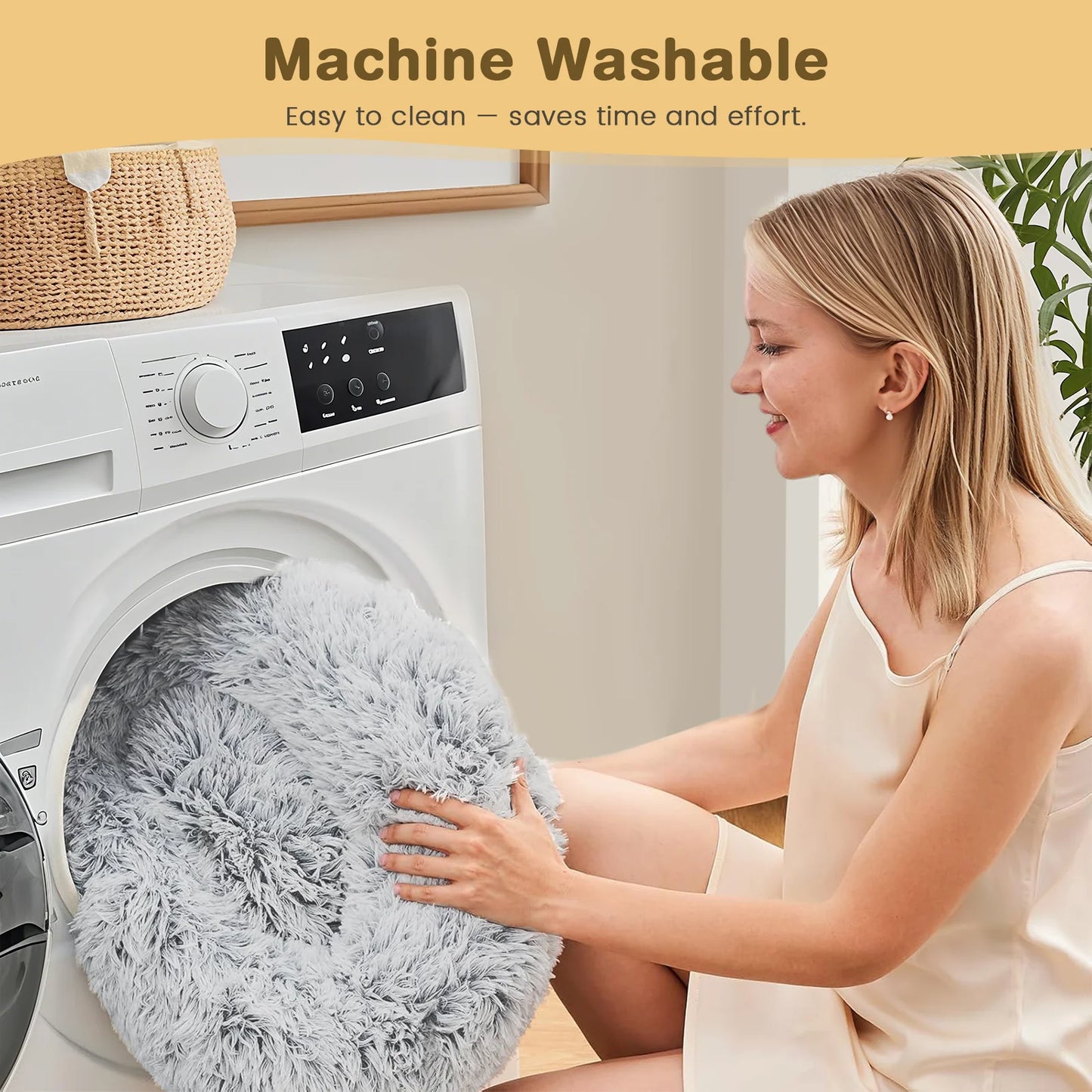 20-Inch Calming Donut Dog Bed for Small Dogs - Anti-Anxiety Cozy Round Pet Bed, Fluffy and Washable for Small to Medium Dogs and Cats