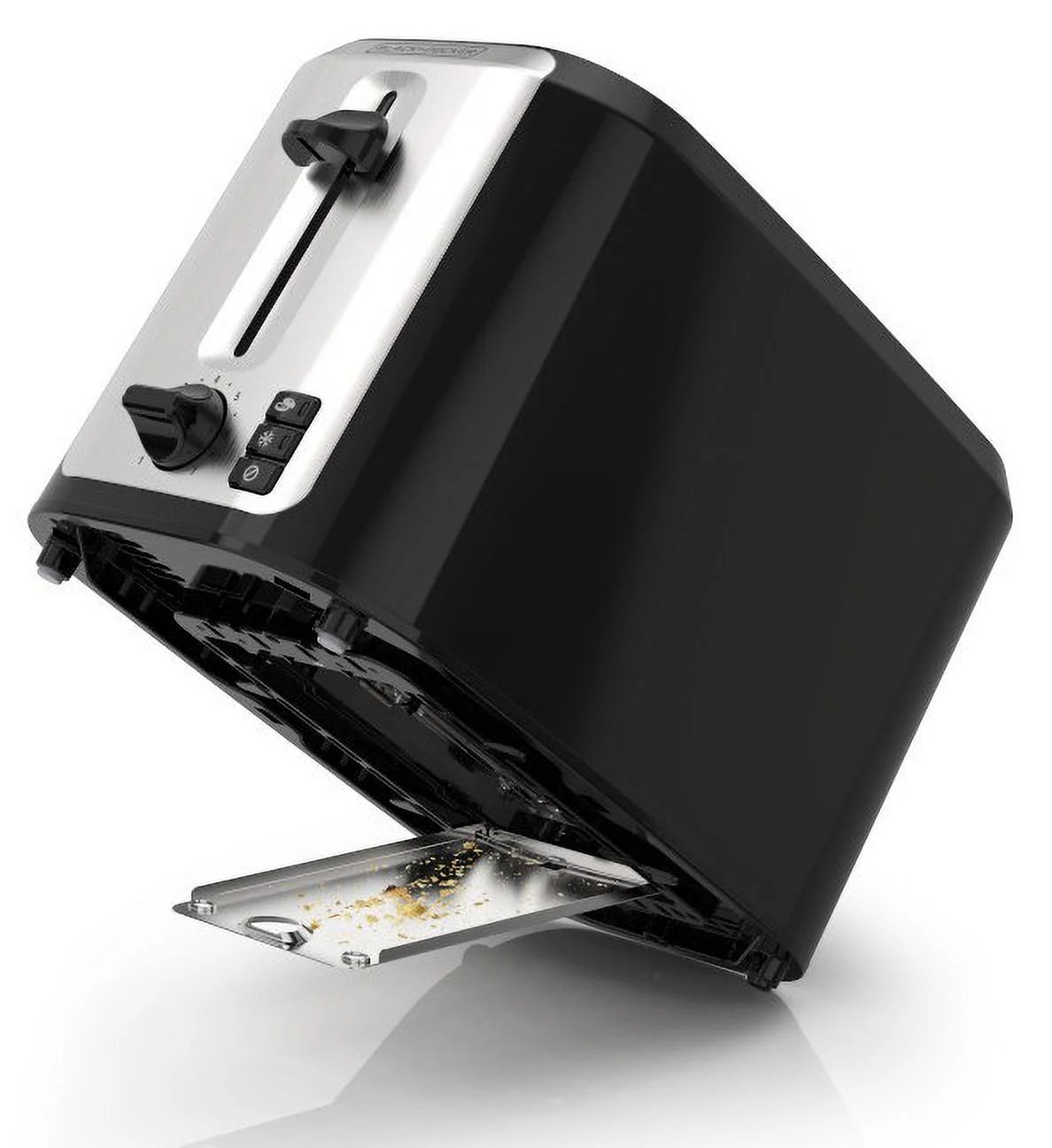 2-Slice Toaster, with Extra-Wide Slots and Bagel Function, Black with Stainless Steel