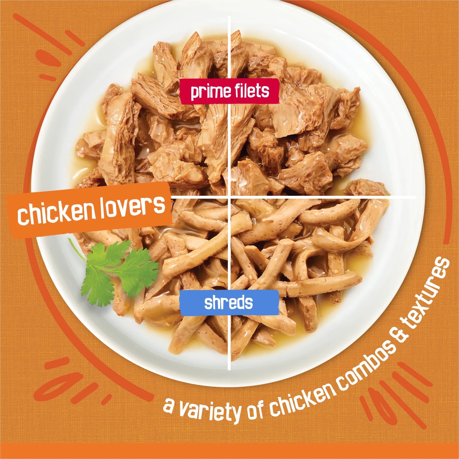 Purina  Gravy Wet Cat Food Variety Pack - Chicken Lovers Prime Filets and Shreds, 5.5 oz Cans, 32 Count